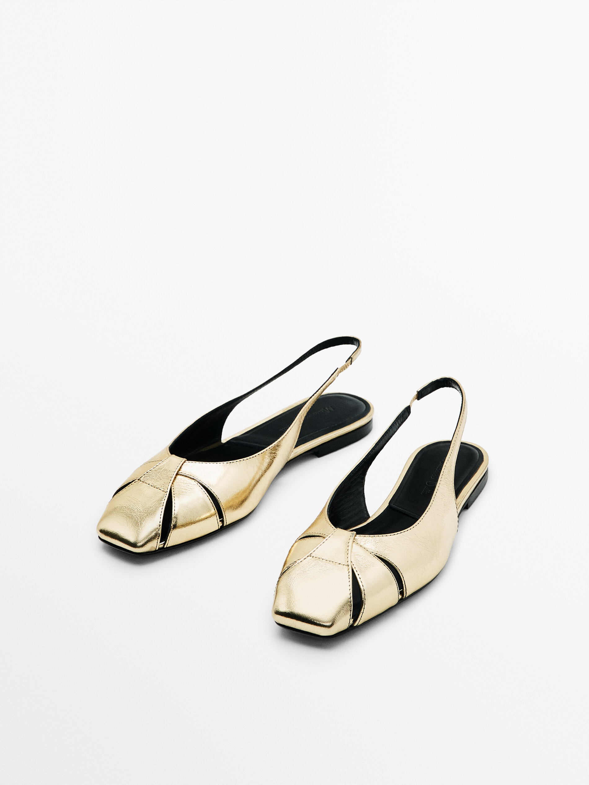 Platte leren slingbacks - Massimo Dutti Belgium