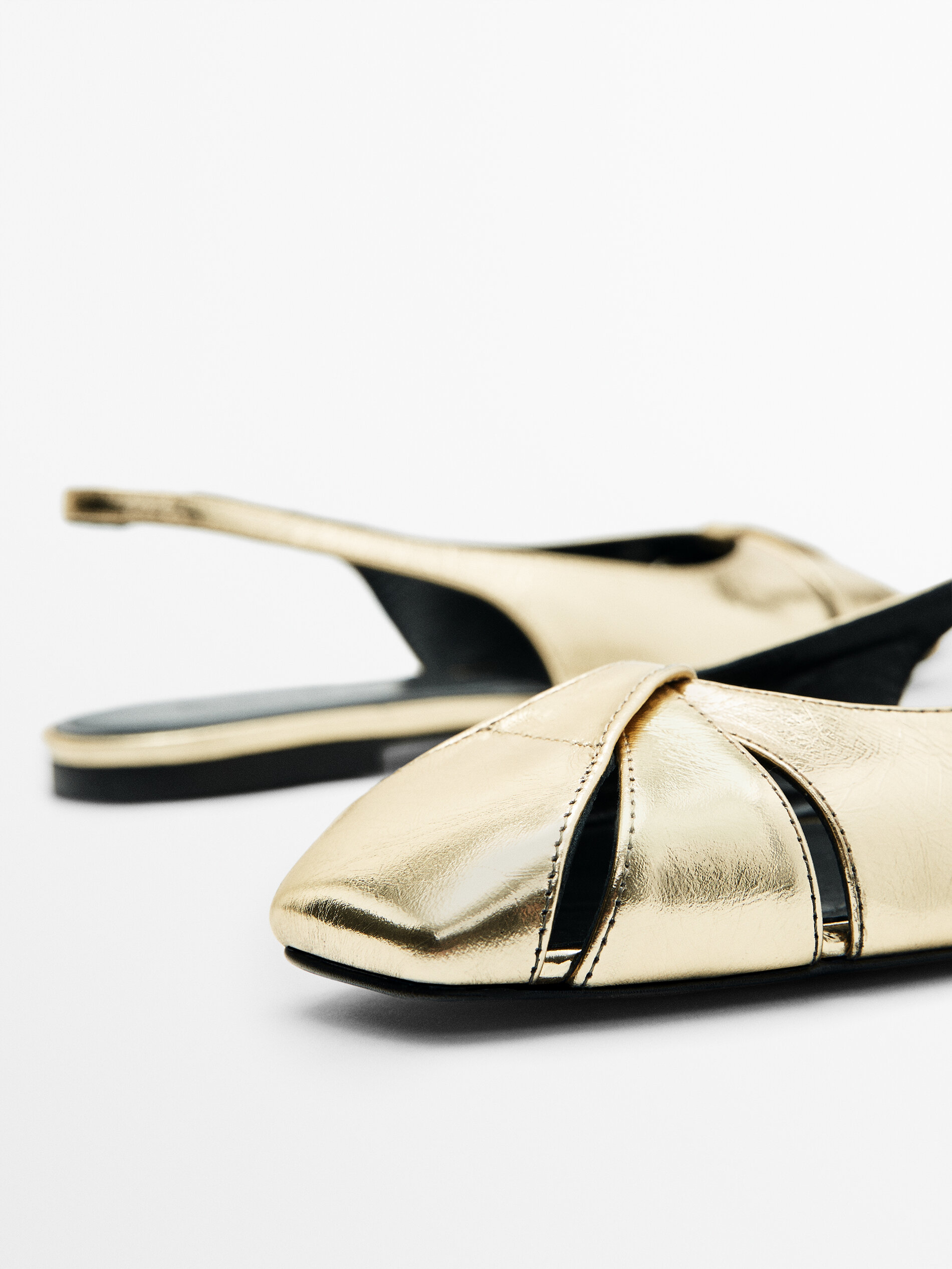 Platte leren slingbacks - Massimo Dutti Belgium