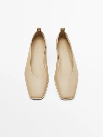 Wijden Intact Patriottisch Square-toe leather ballet flats - Massimo Dutti United States of America