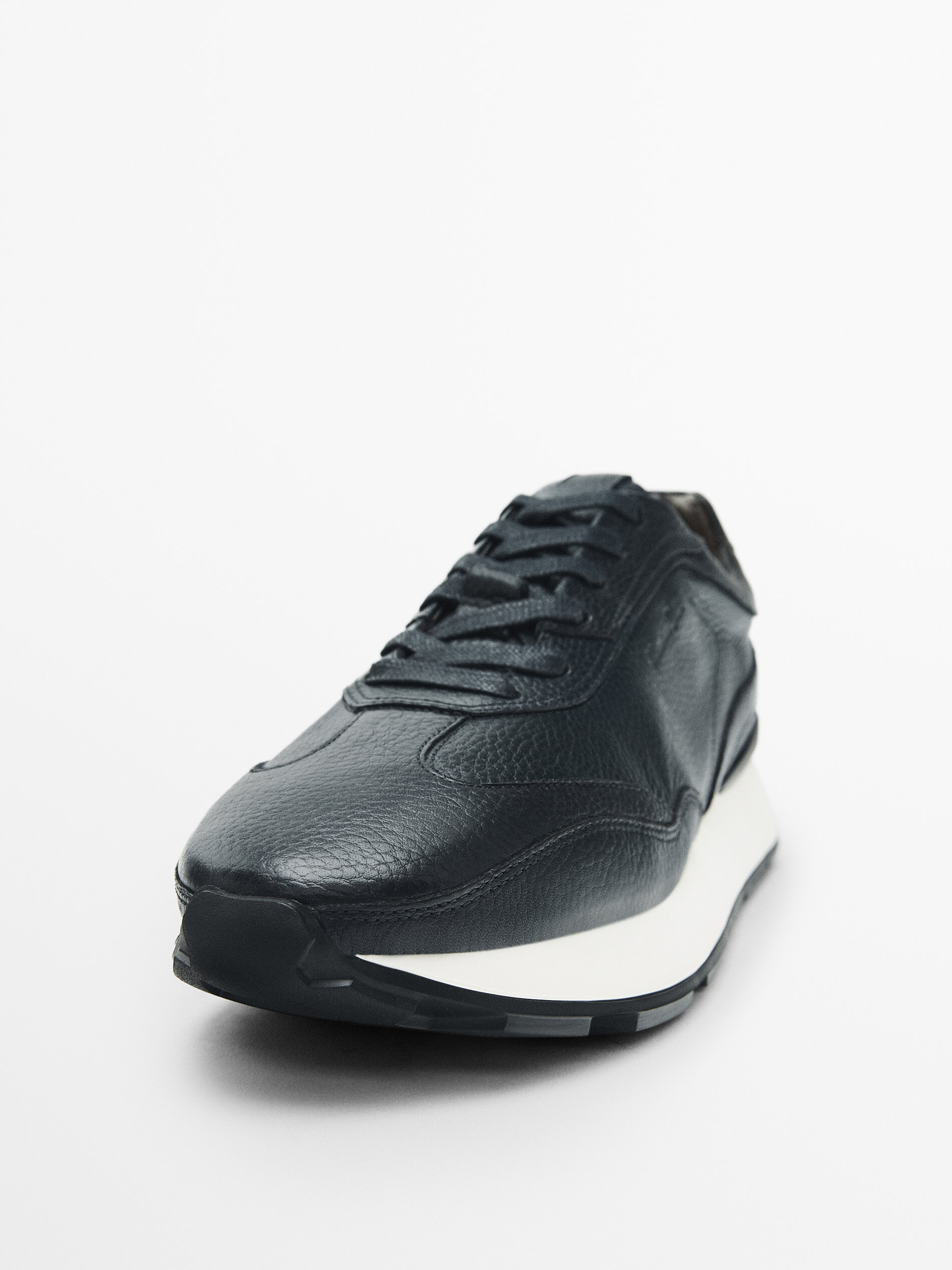 Premium glanzende leren sneakers - Massimo Dutti Nederland