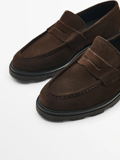 Split suede leather track sole loafers - Massimo