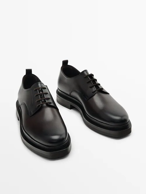 restjes Piepen Defilé Braune Schuhe aus Nappaleder - Studio - Massimo Dutti
