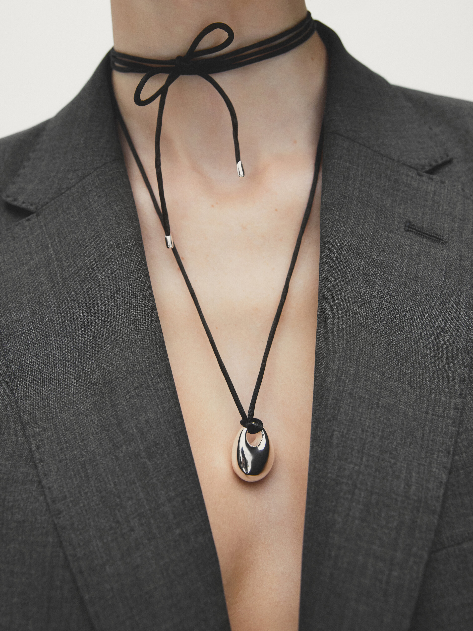 Long cord necklace with droplet detail