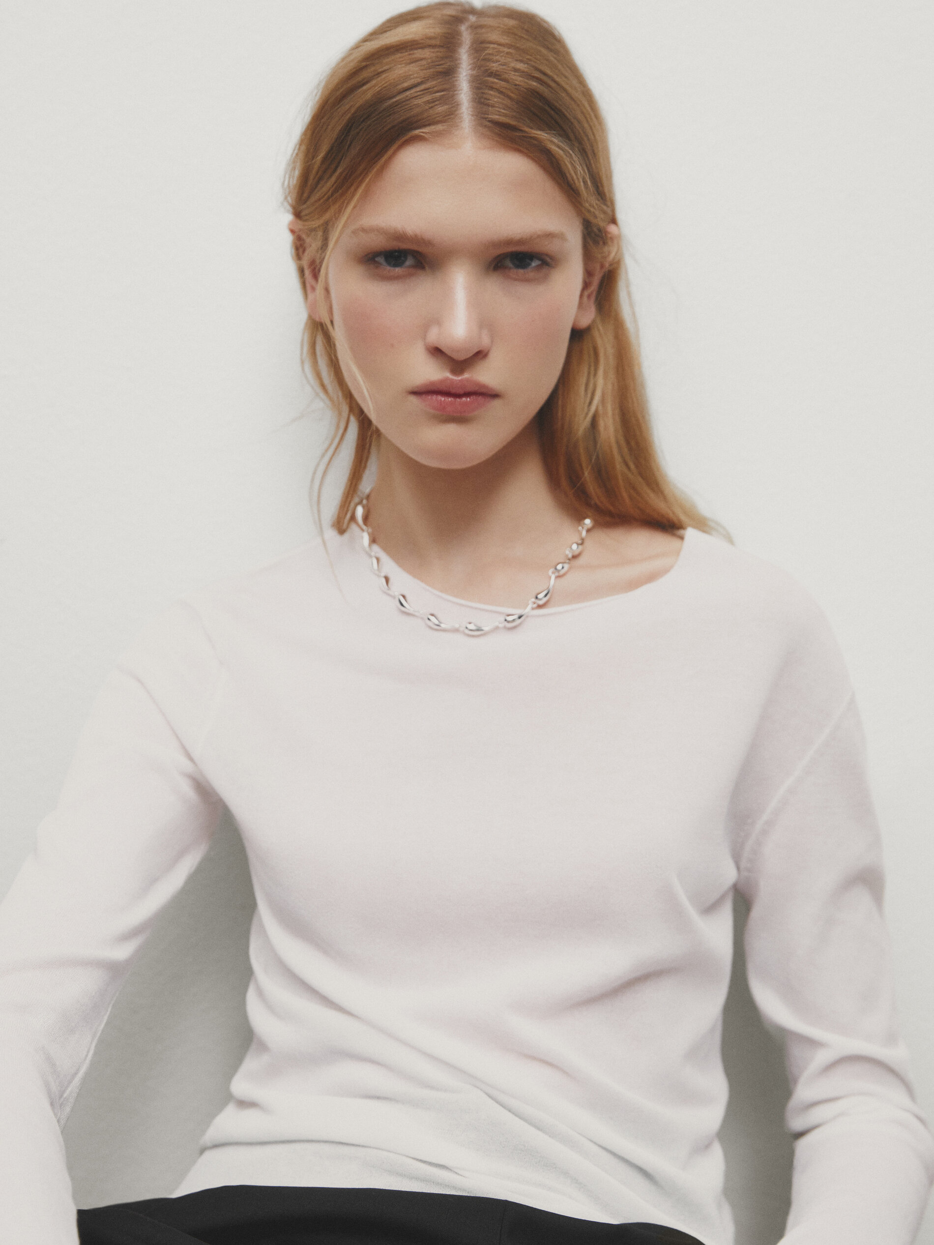 Necklace with crew outlet neck sweater