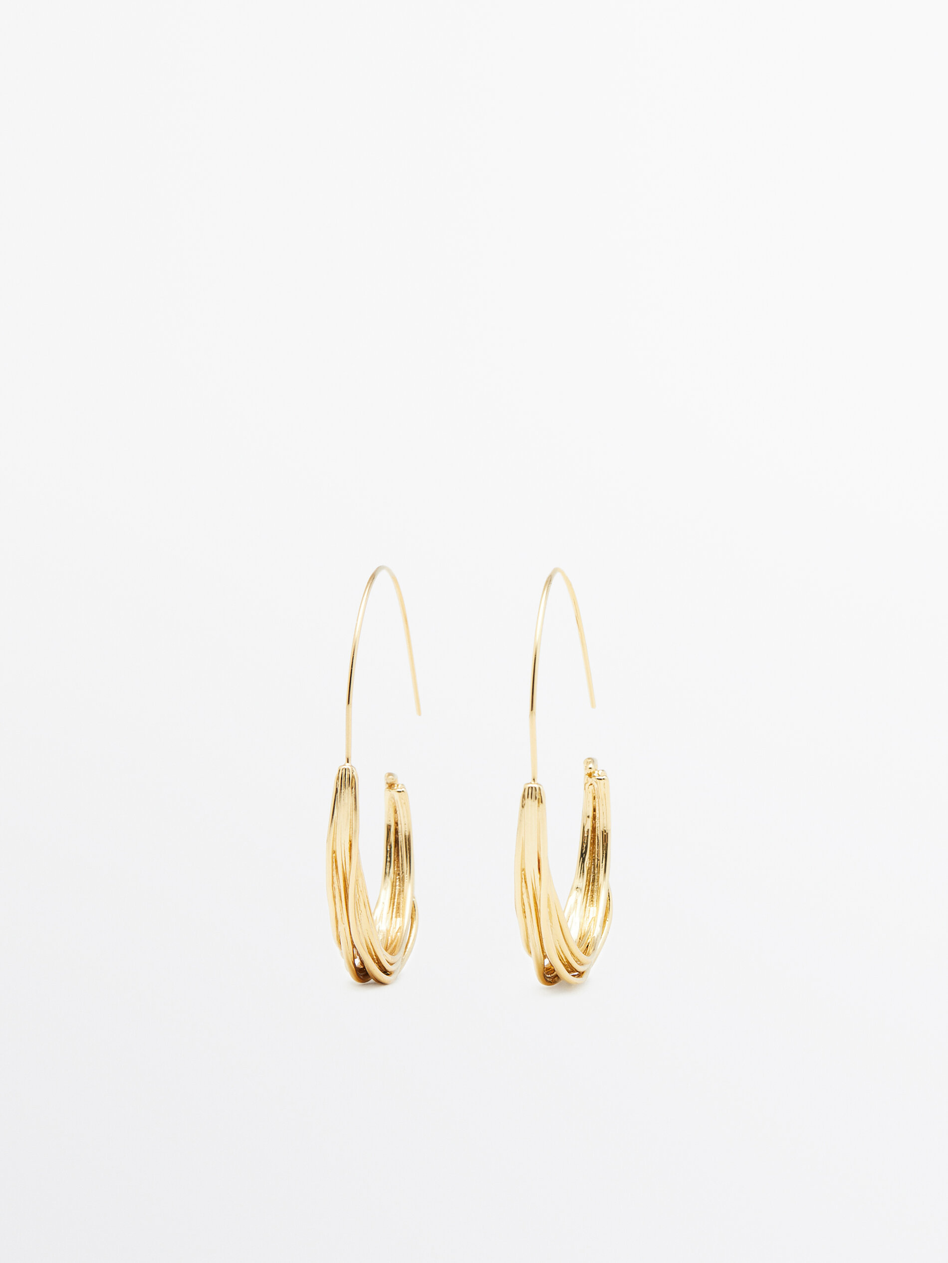 Long textured wire design earrings