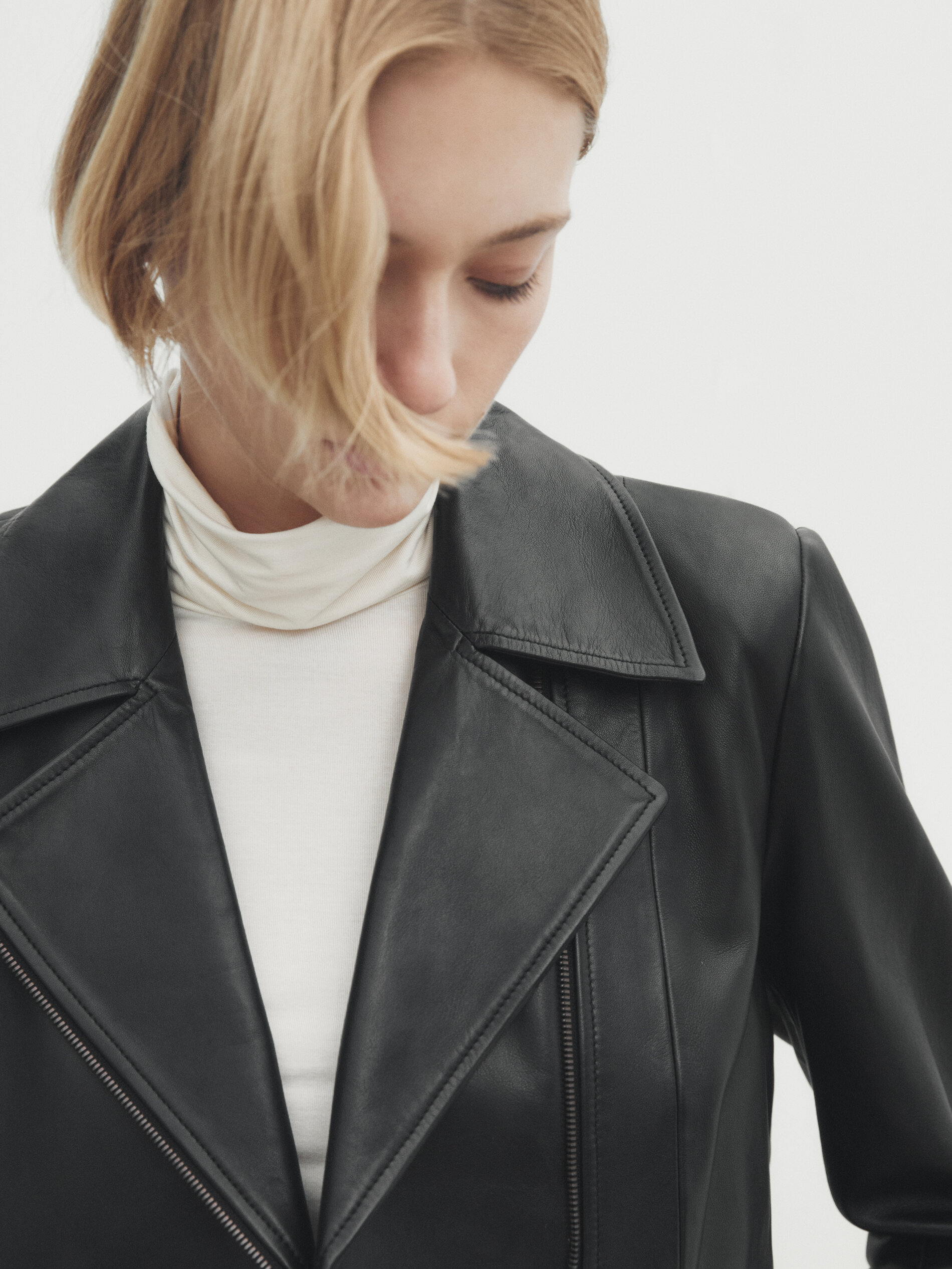 Black leather biker jacket