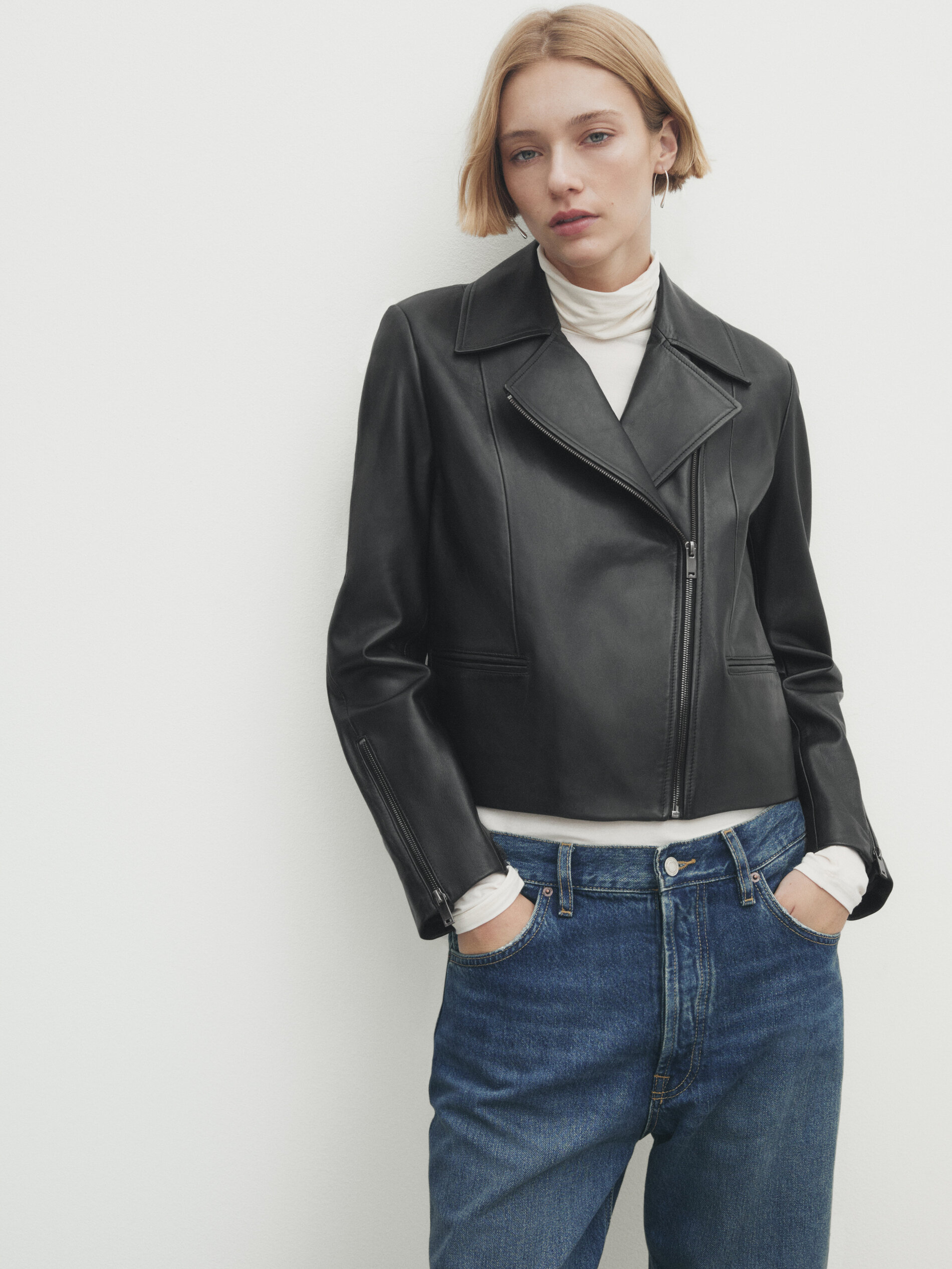 Leather jacket sales massimo dutti
