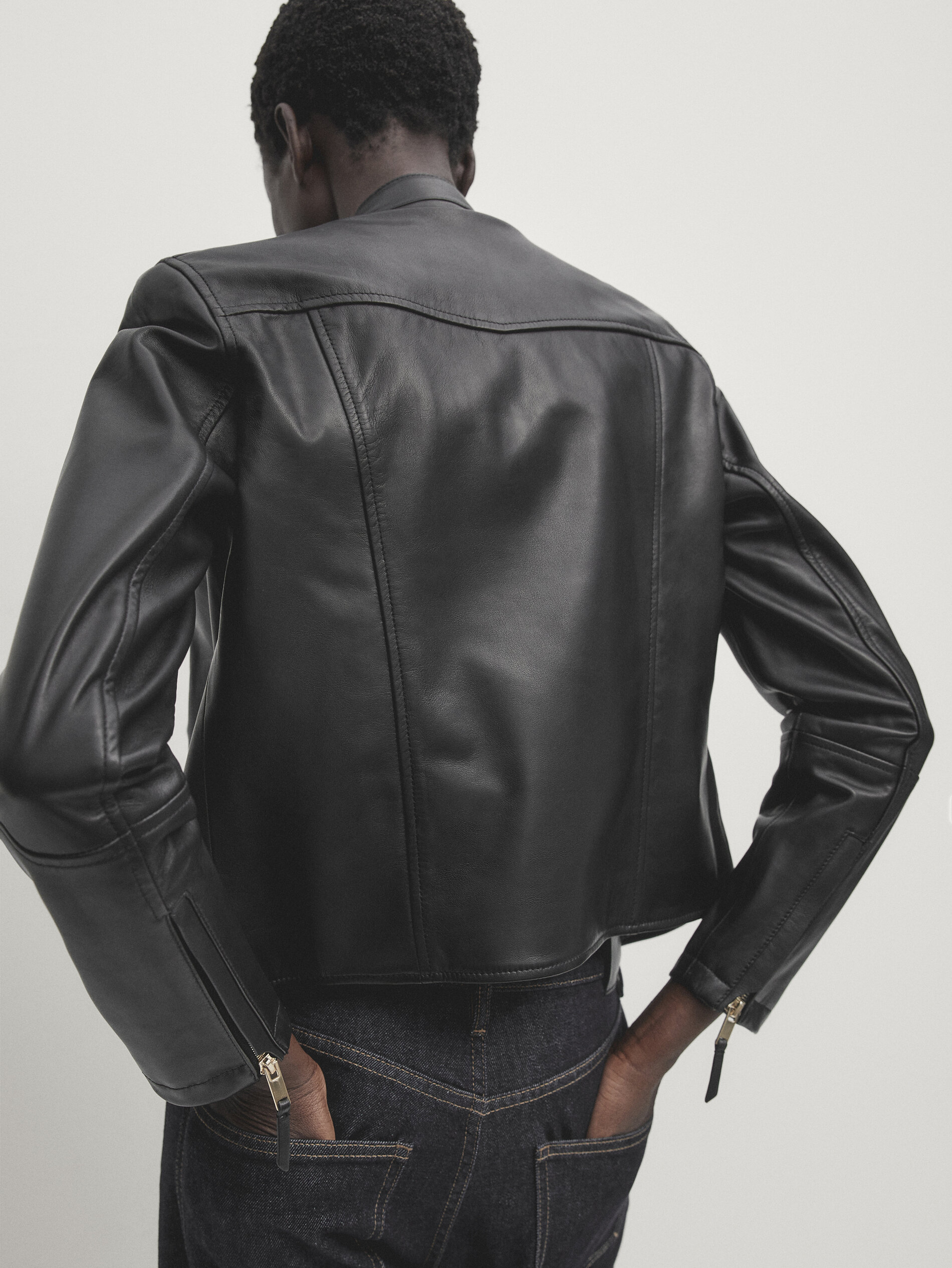 Black nappa leather jacket Black Skirts Massimo Dutti