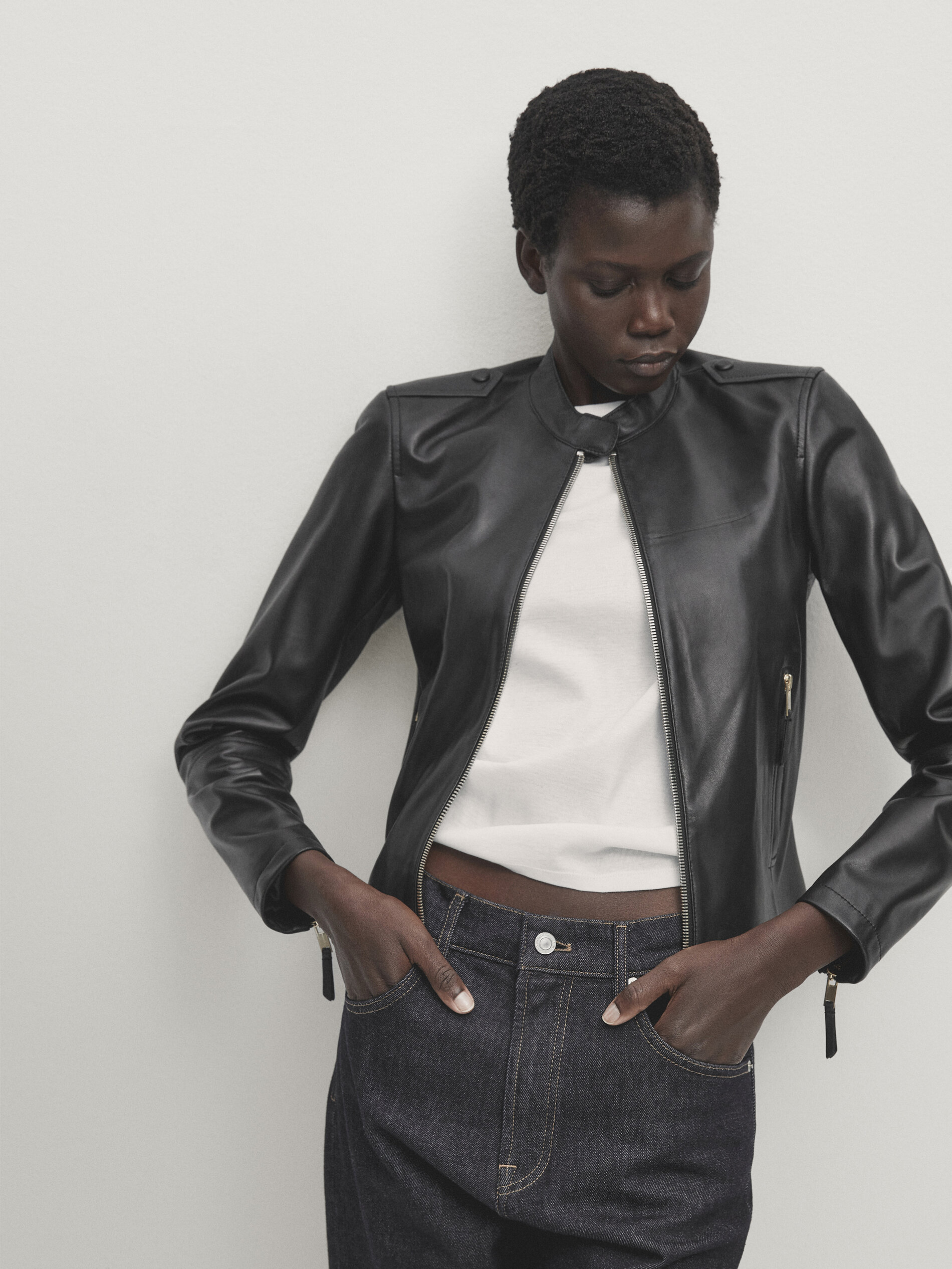 Massimo dutti discount leather coat