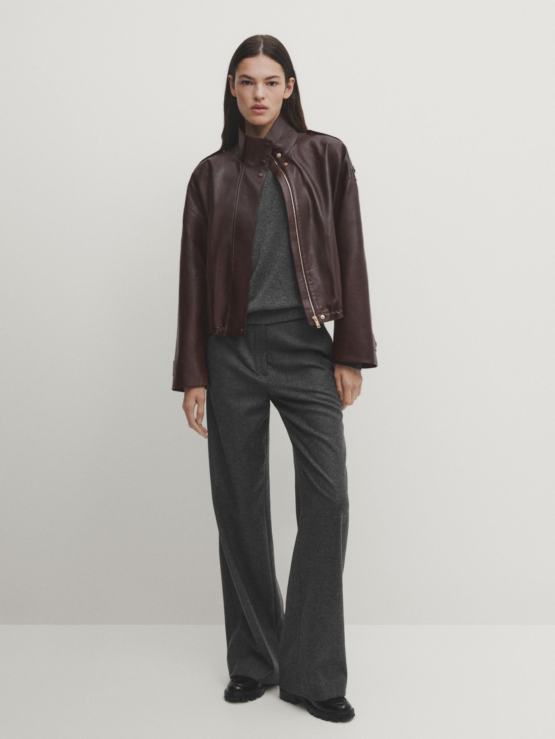 Massimo dutti shop nappa leather jacket