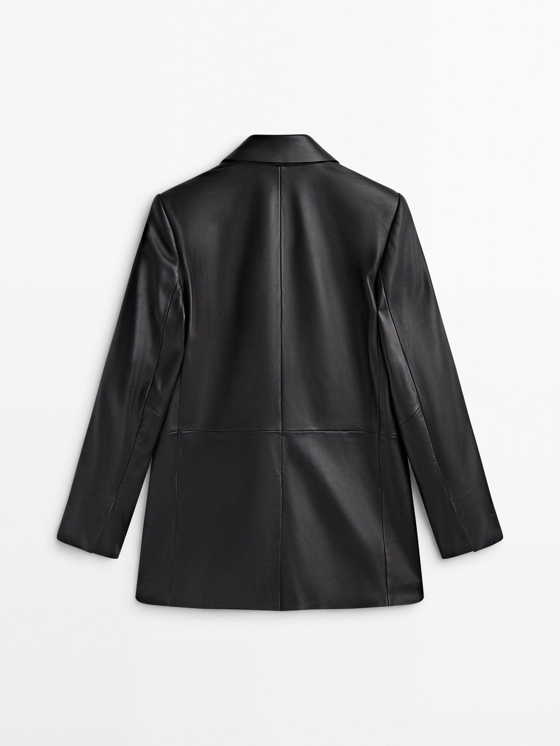 Veste en cuir nappa Noir Jupes Massimo Dutti