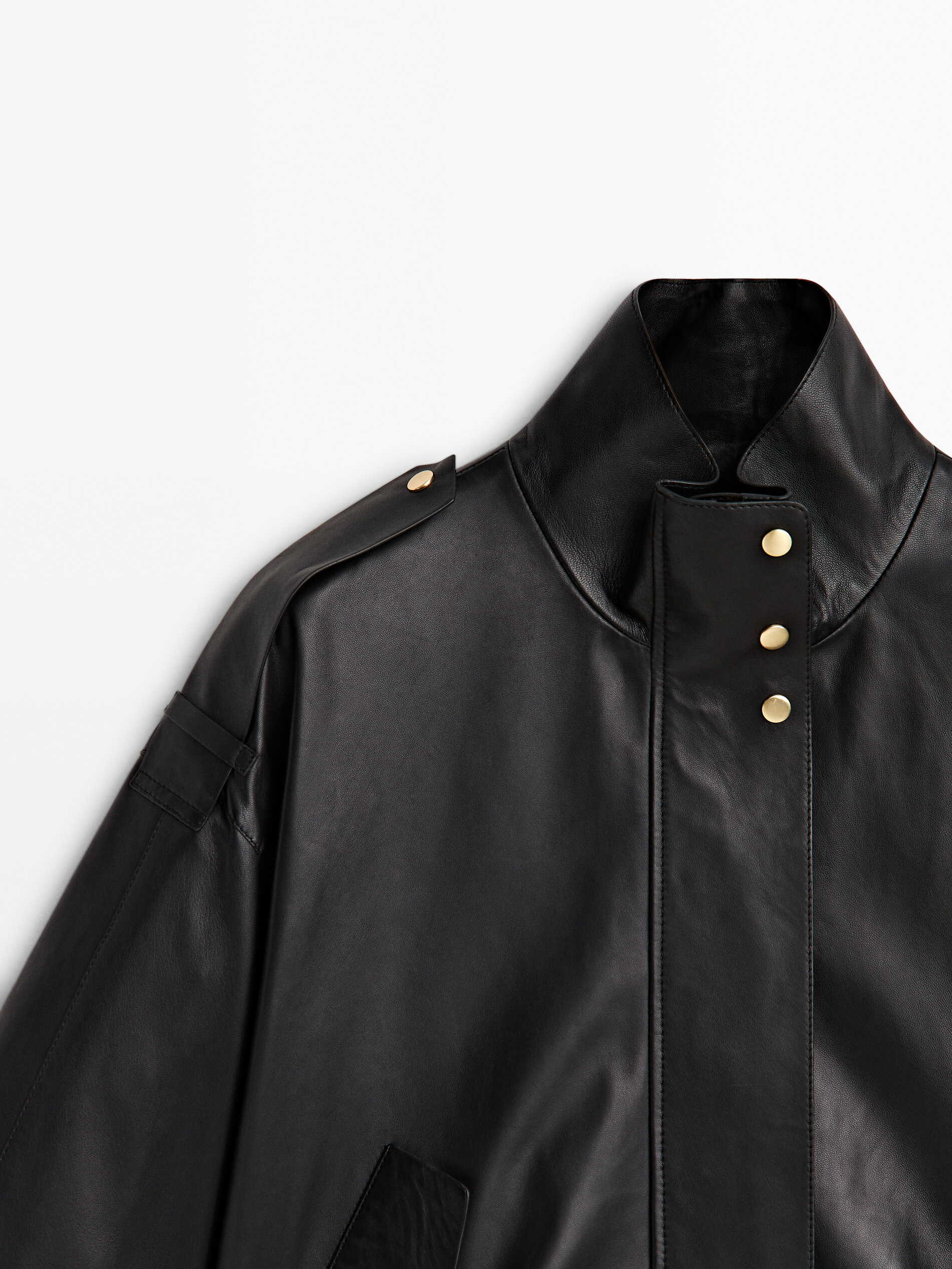 Massimo dutti black leather jacket shop