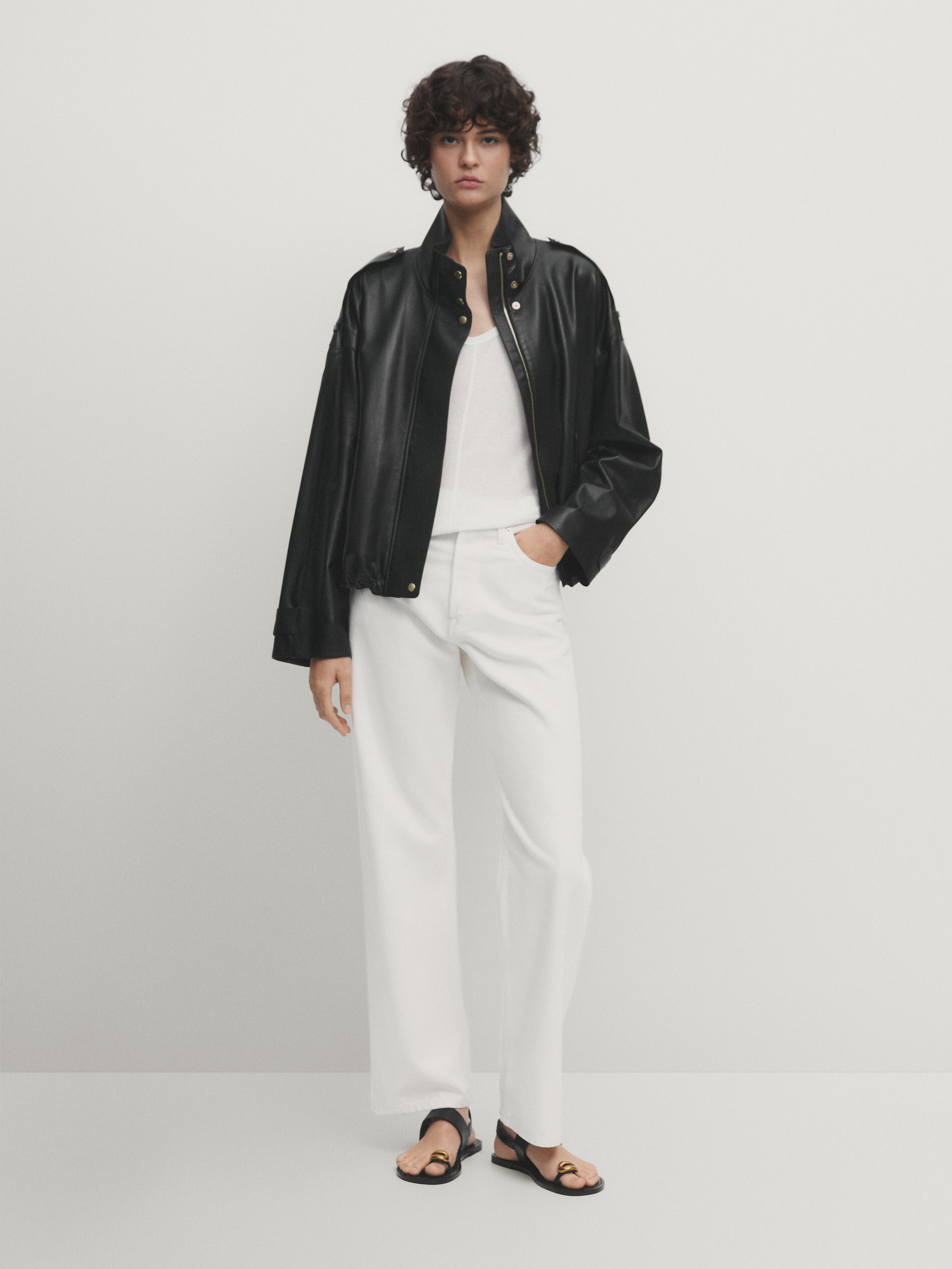 Massimo dutti discount leather coat