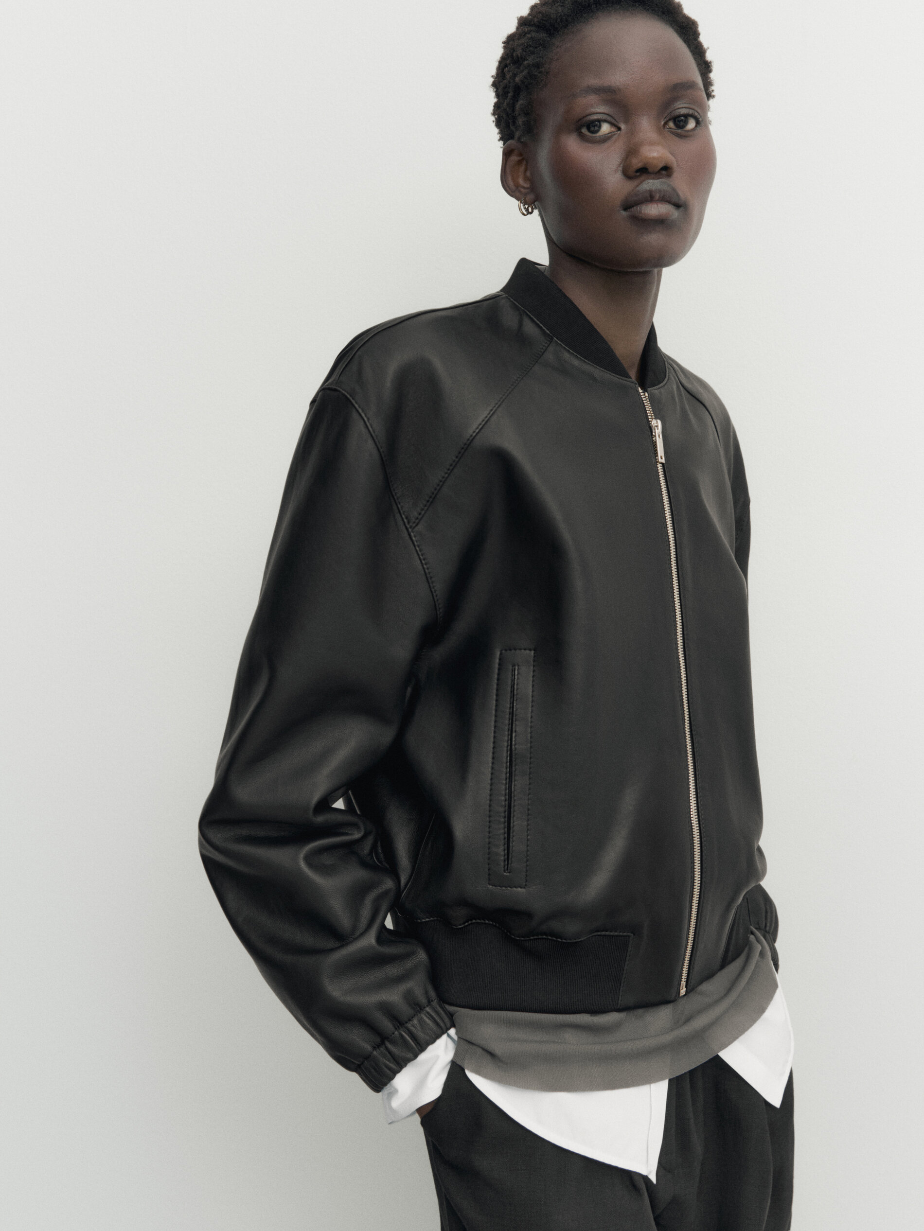 Massimo dutti shop nappa leather jacket