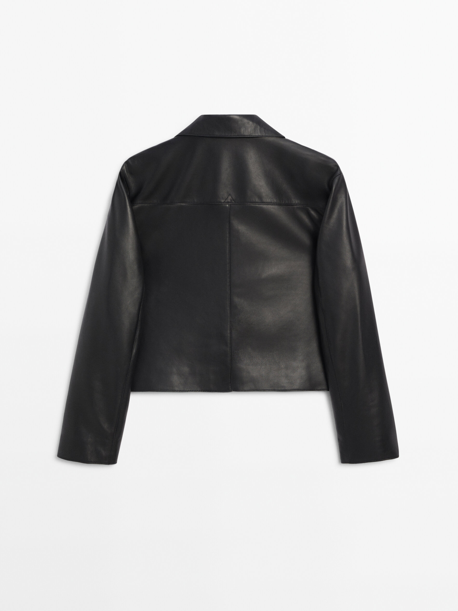 Massimo dutti black leather jacket 2025