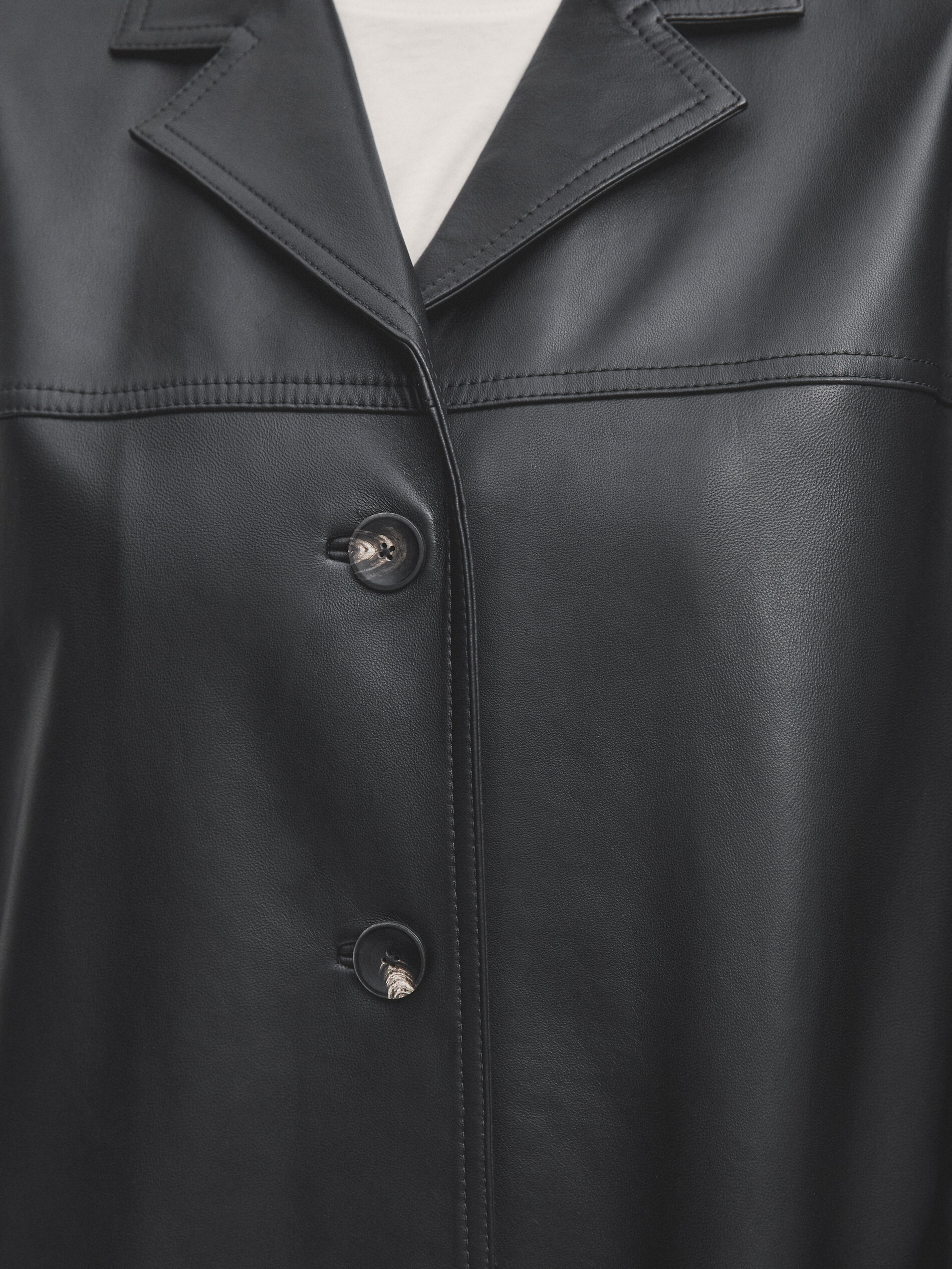 Long straight fit nappa leather coat