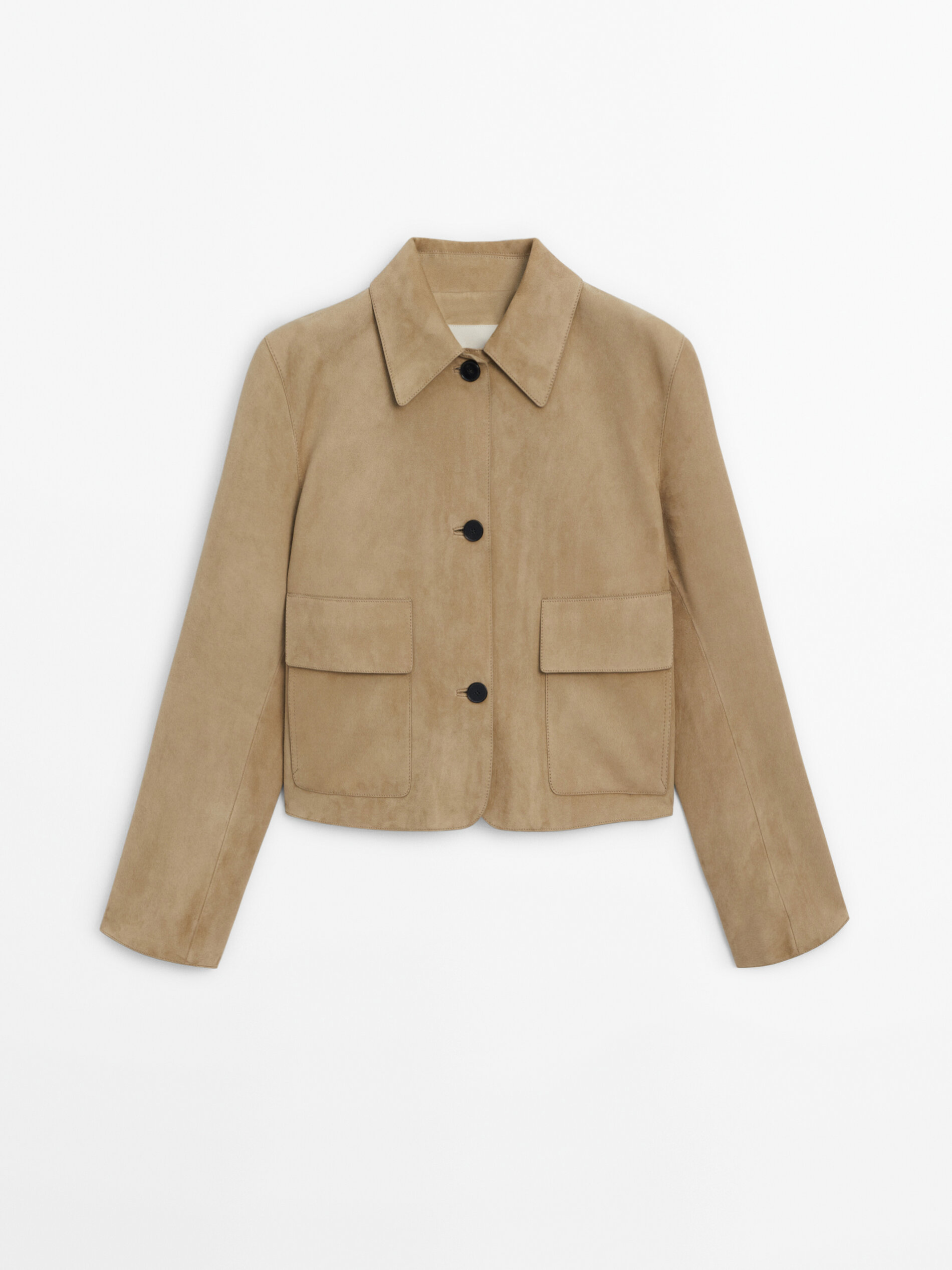 Suede leather jacket with pockets