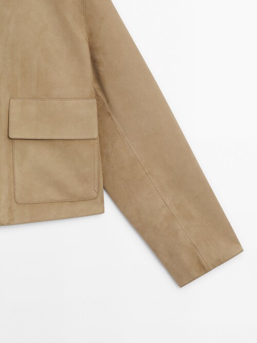 $349 Massimo Dutti Men's Beige Suede Jacket With Detachable Hood S