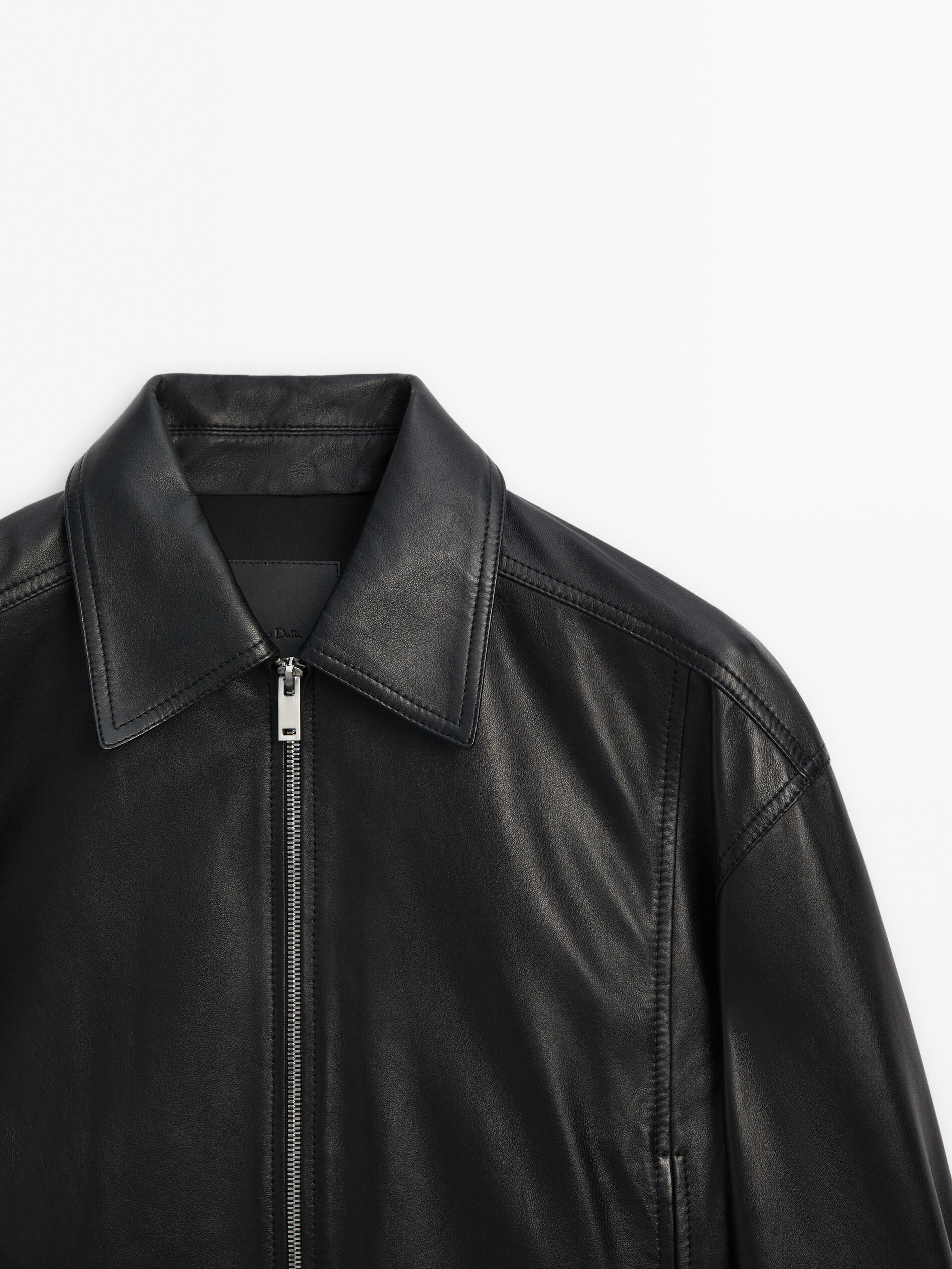 Shirt collar outlet leather jacket