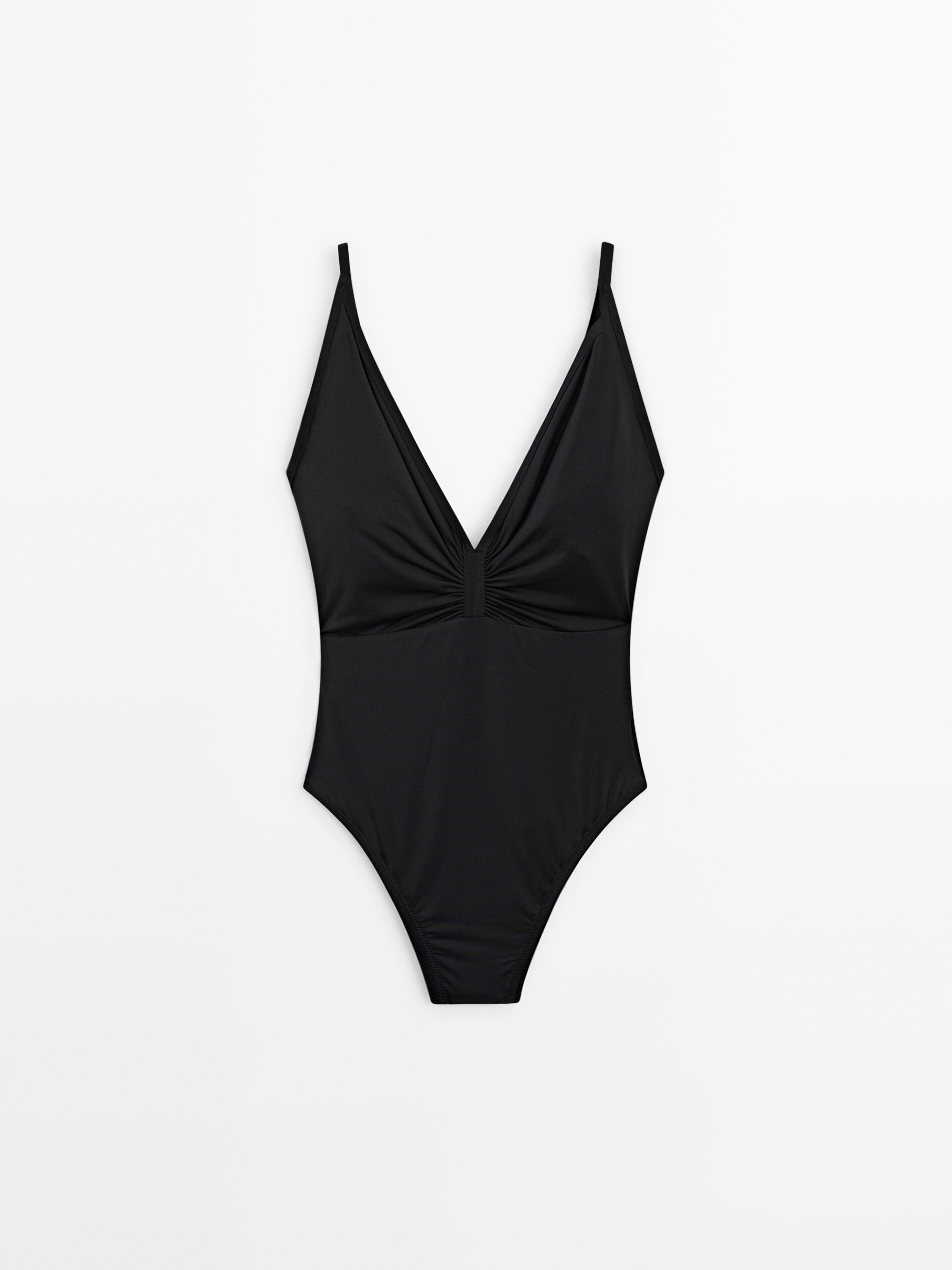V neck swimsuit with gathered detail