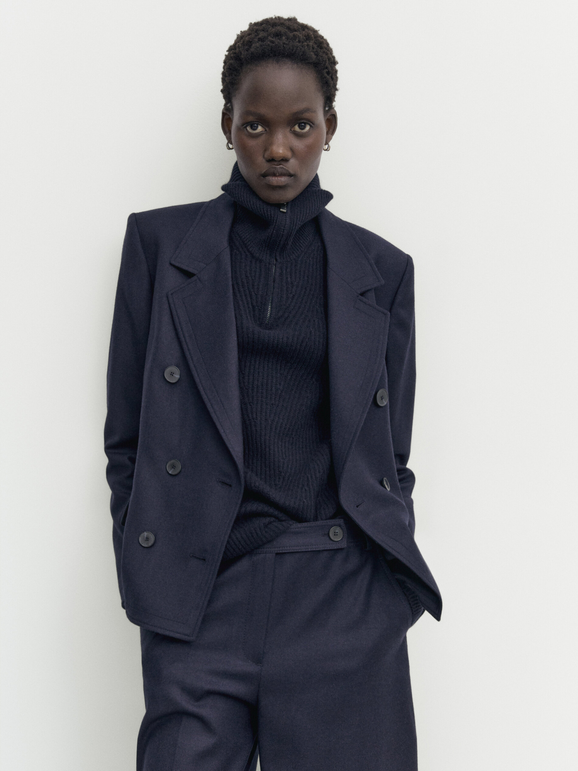 Pantalon tailleur droit bleu marine Bleu Marine Habill
