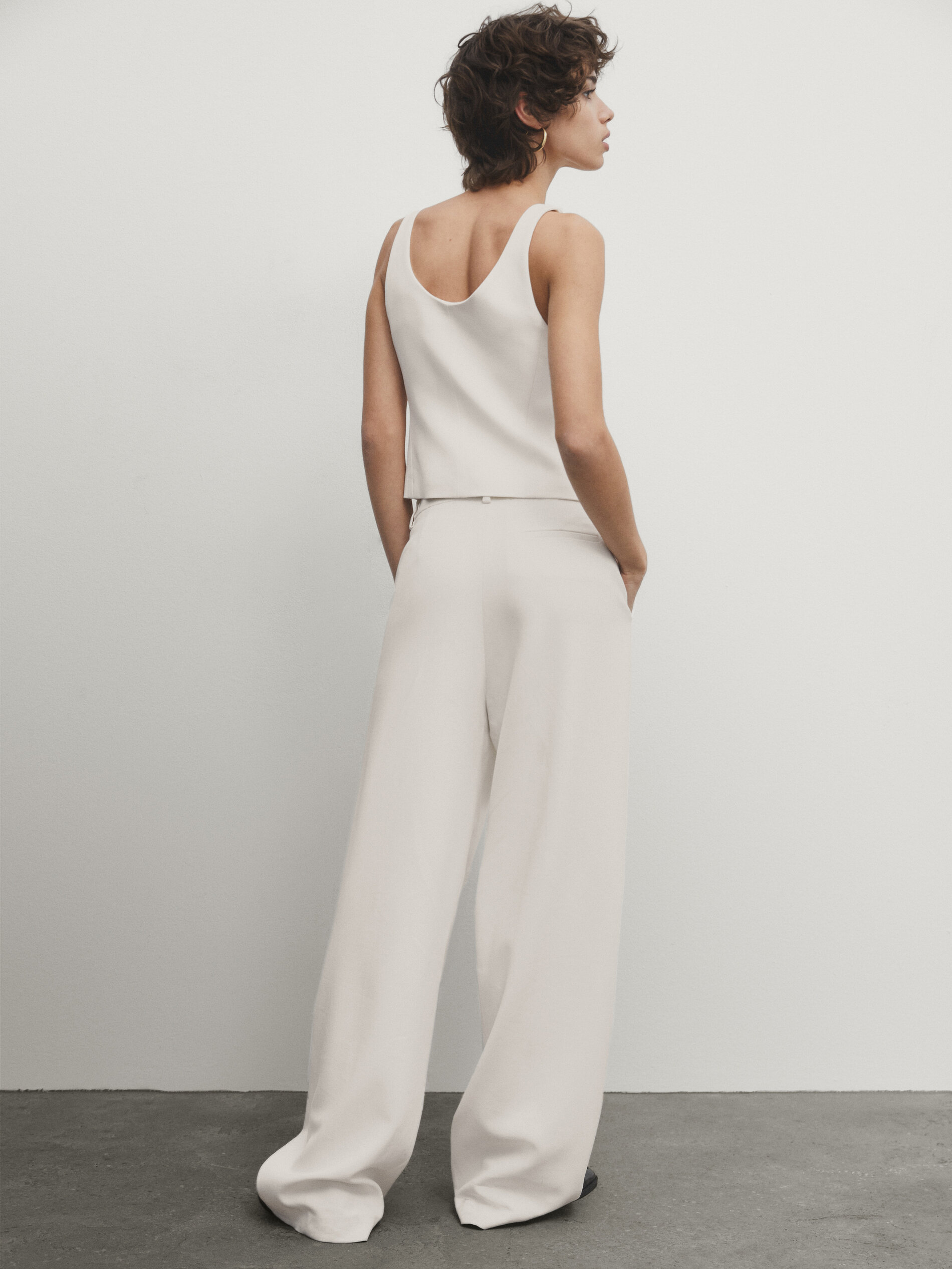 Calvin Klein Twill Palazzo Trousers in White | Lyst