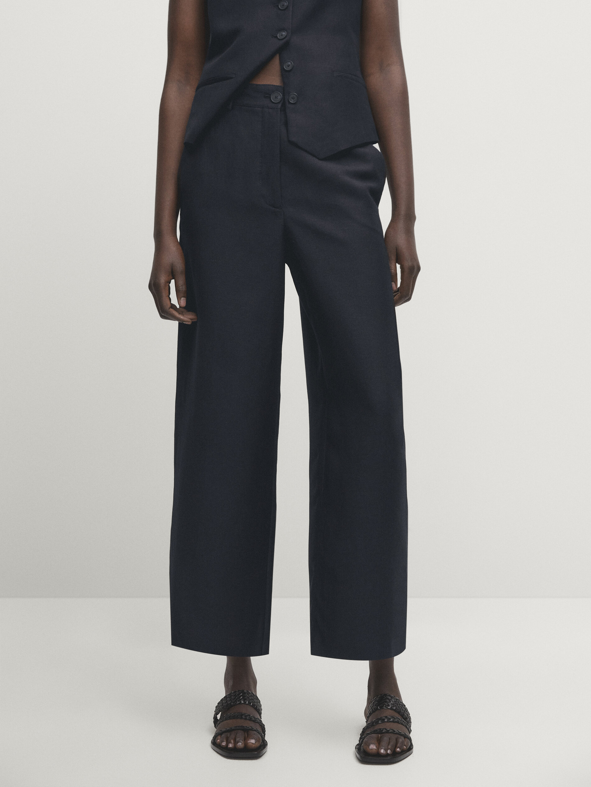 Buy Ted Baker Women Navy Wide Leg Tailored Trousers Online - 871299 | The  Collective
