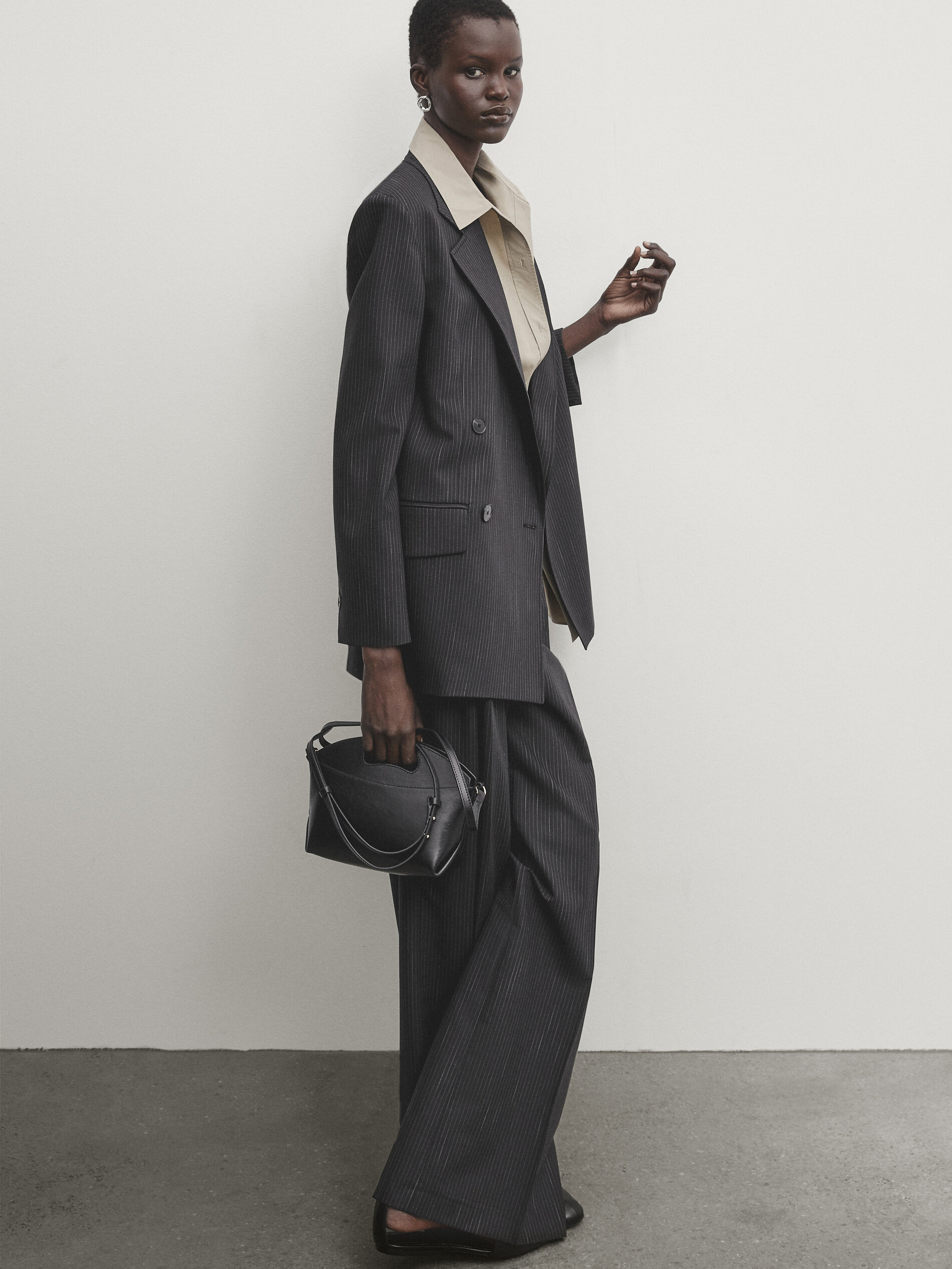 Pinstripe pants black store
