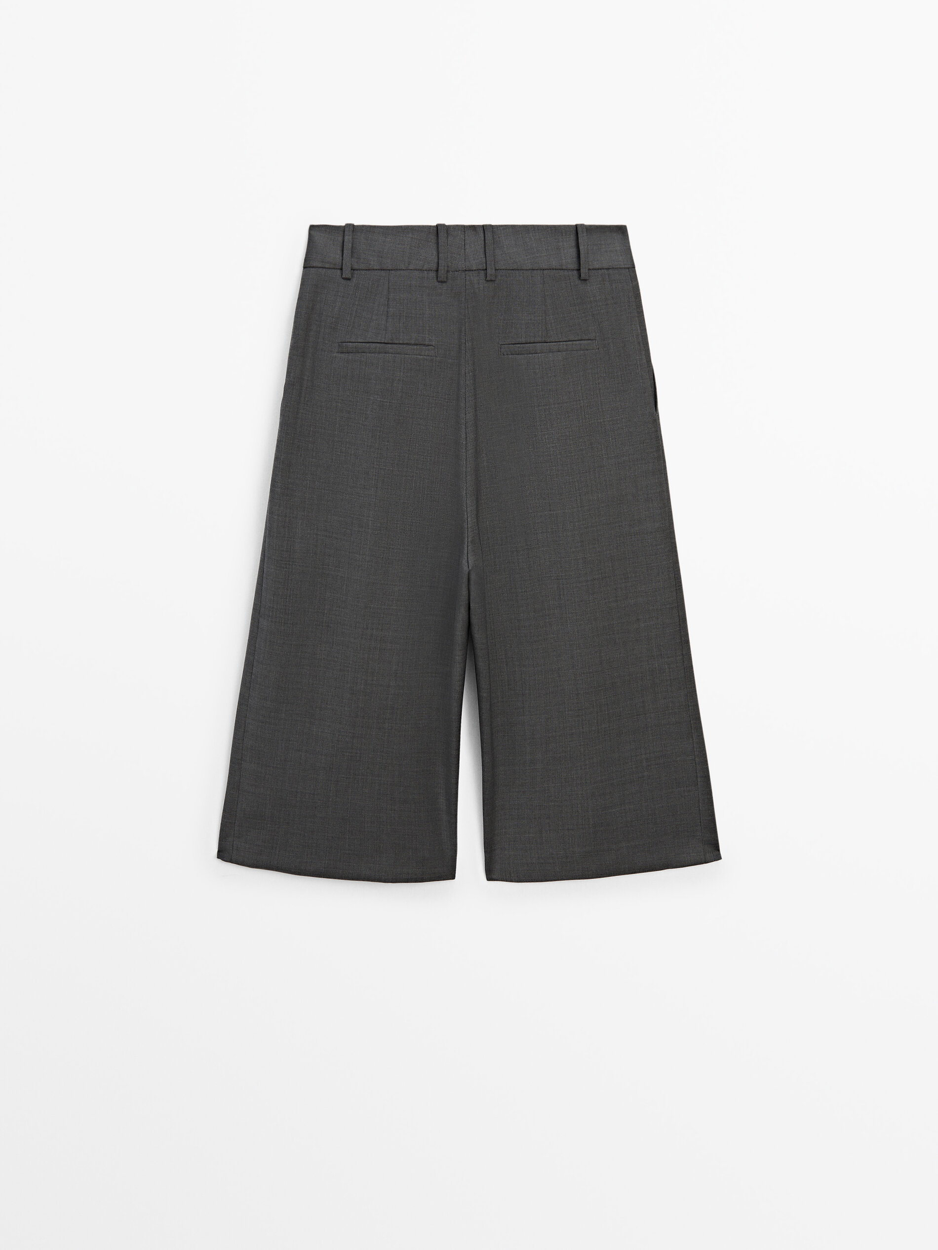 Cool wool darted Bermuda shorts Grey Dressy Massimo Dutti