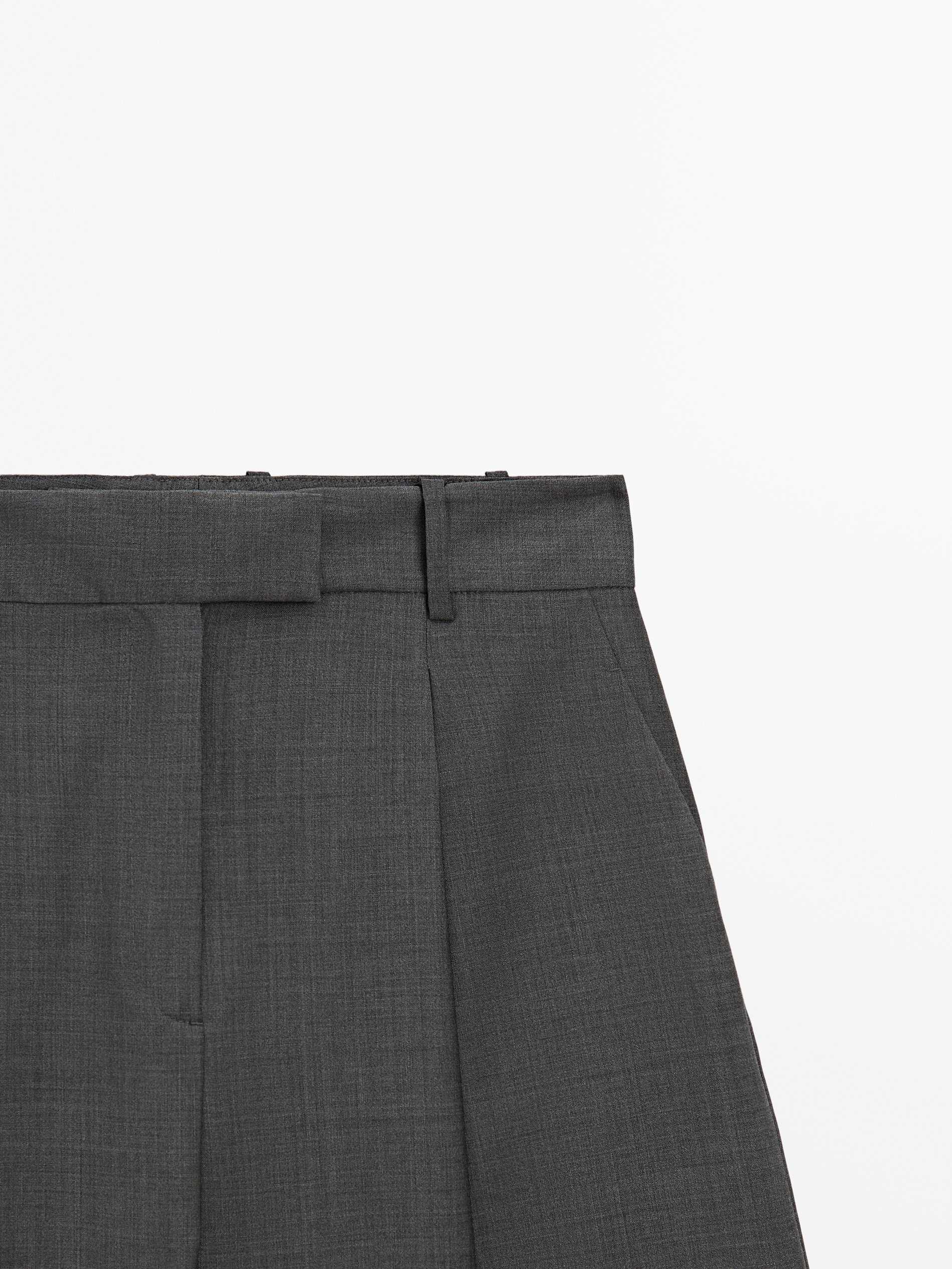 Cool wool darted Bermuda shorts Grey Dressy Massimo Dutti