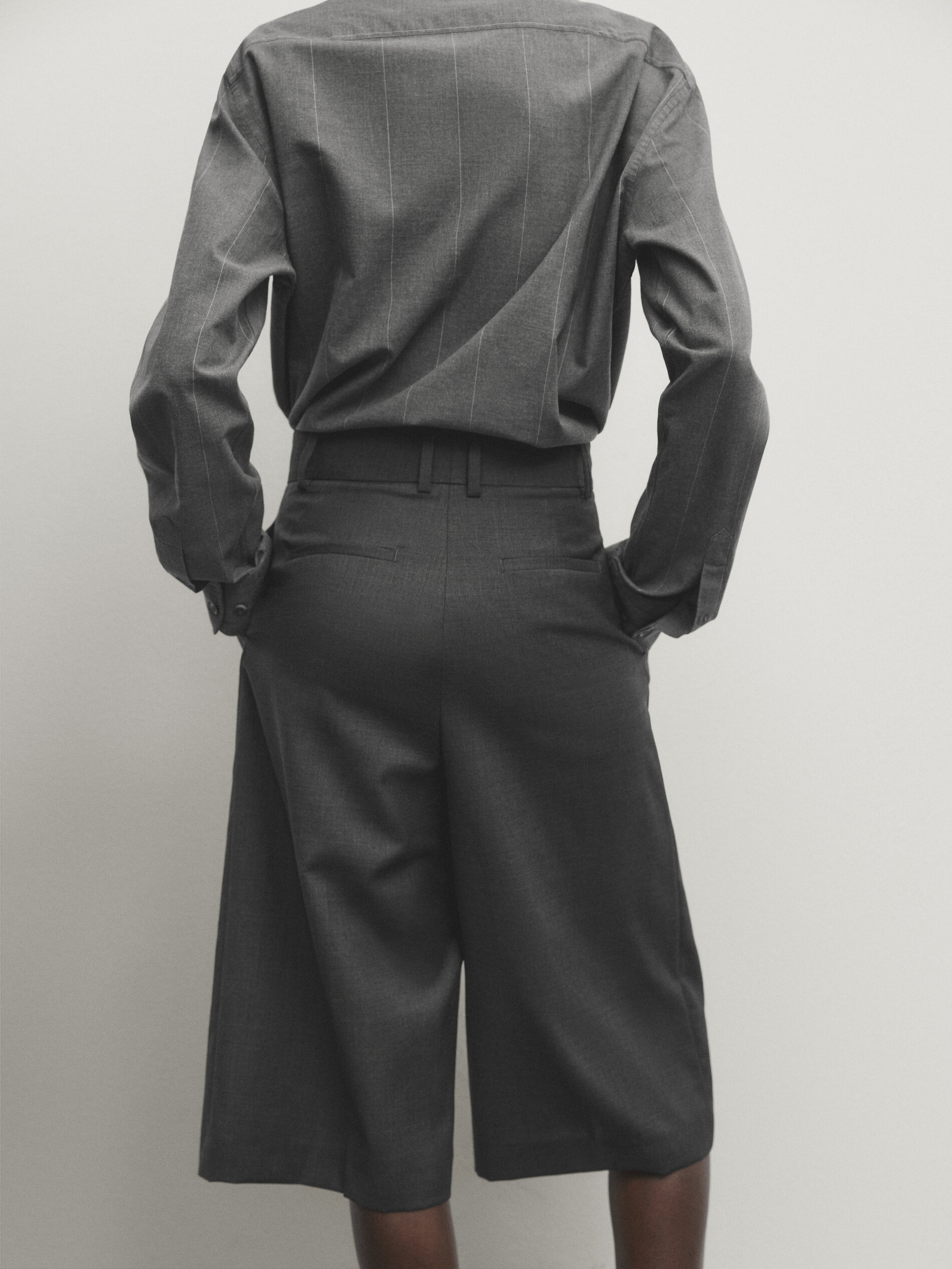Cool wool darted Bermuda shorts