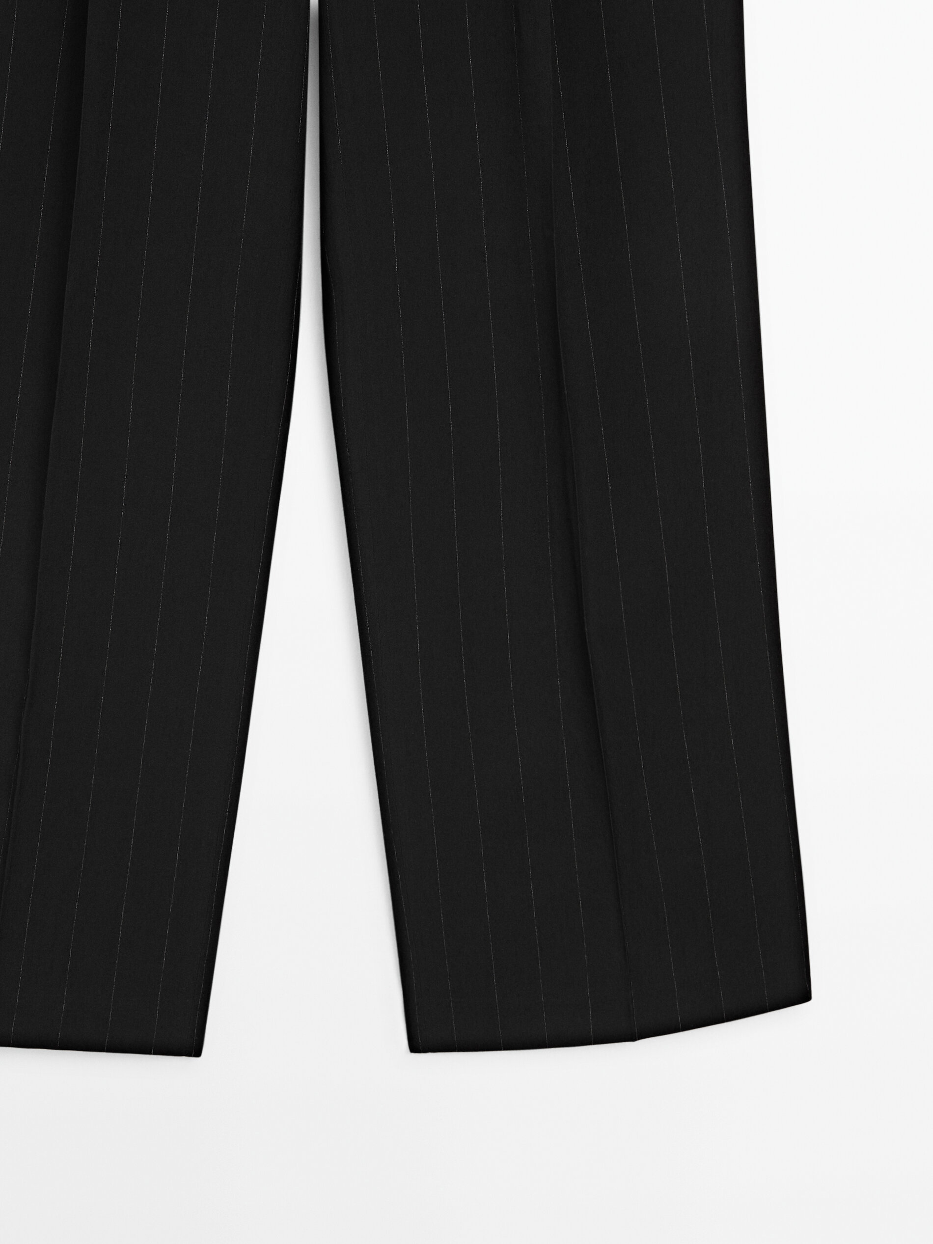 Pinstriped darted suit trousers