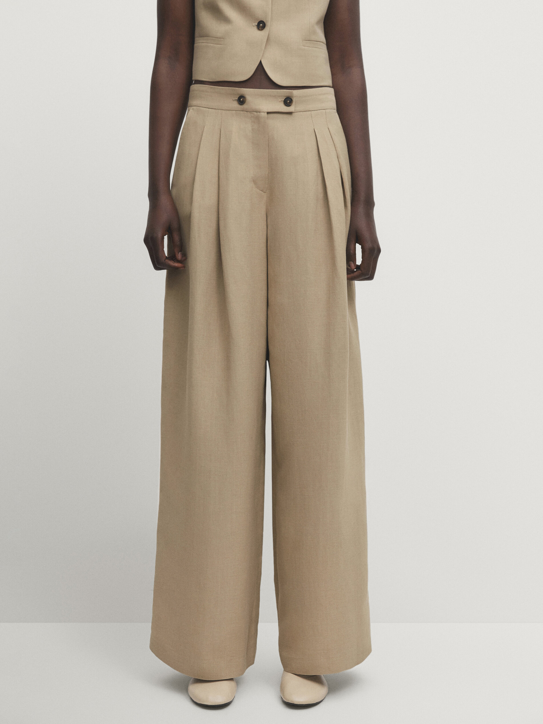 Wide trousers - Beige - Ladies | H&M