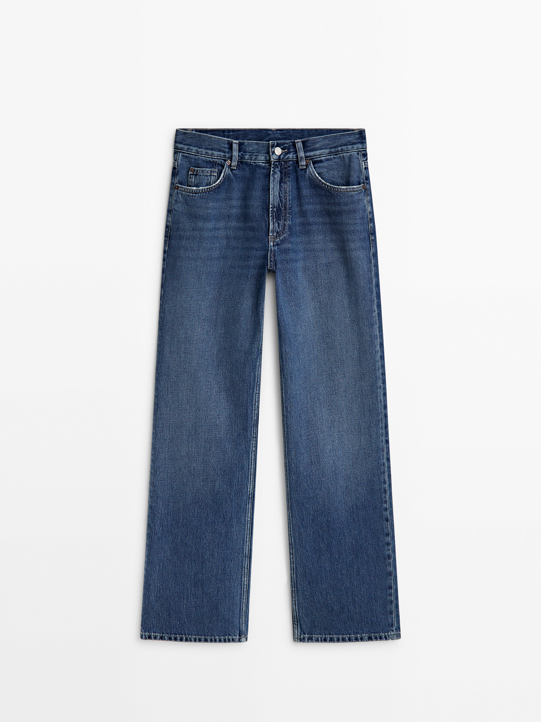 Mid rise straight fit full length jeans Medium Blue Dressy