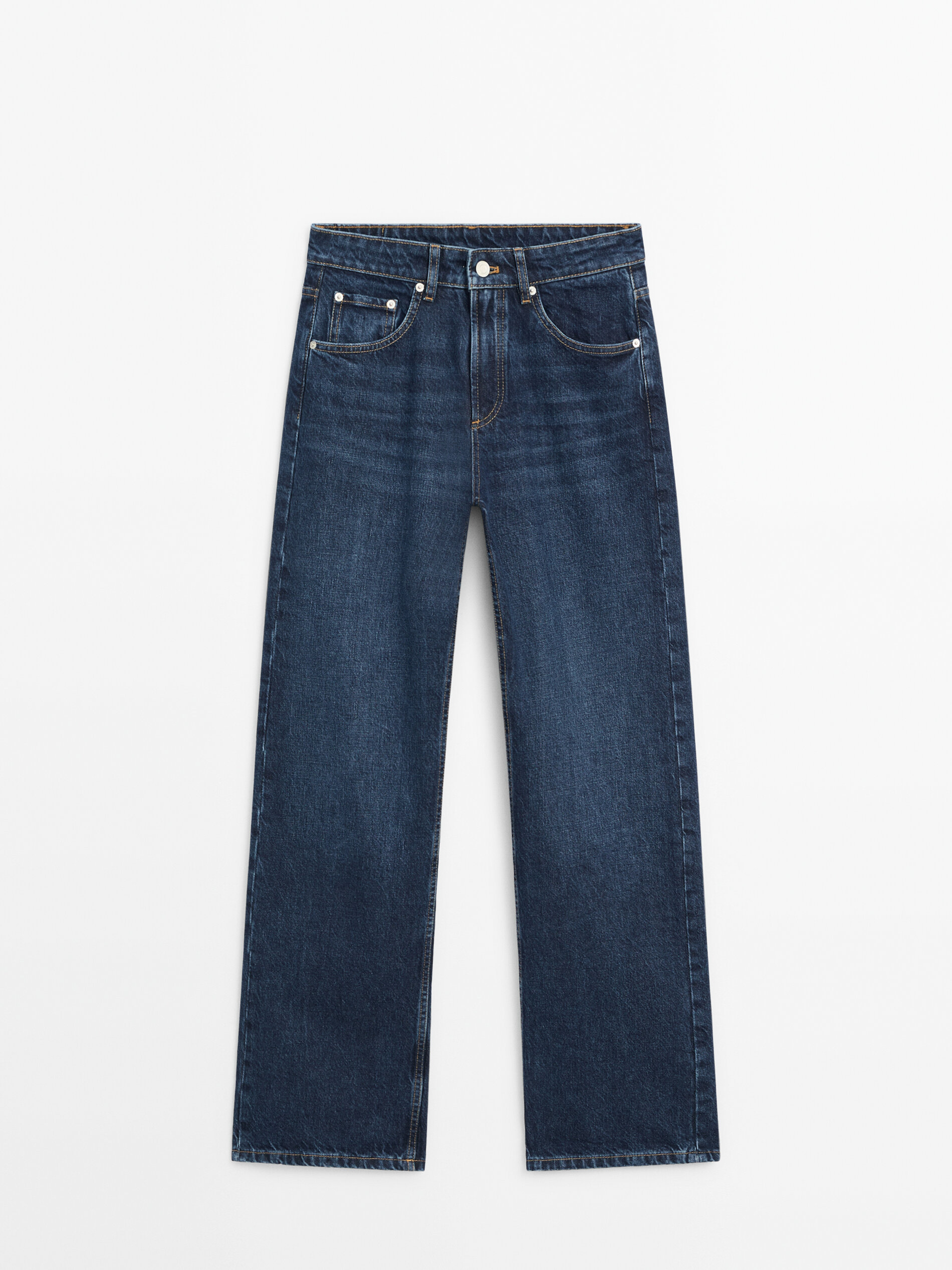 Jean wide leg taille moyenne Bleu Moyen Habill Massimo Dutti