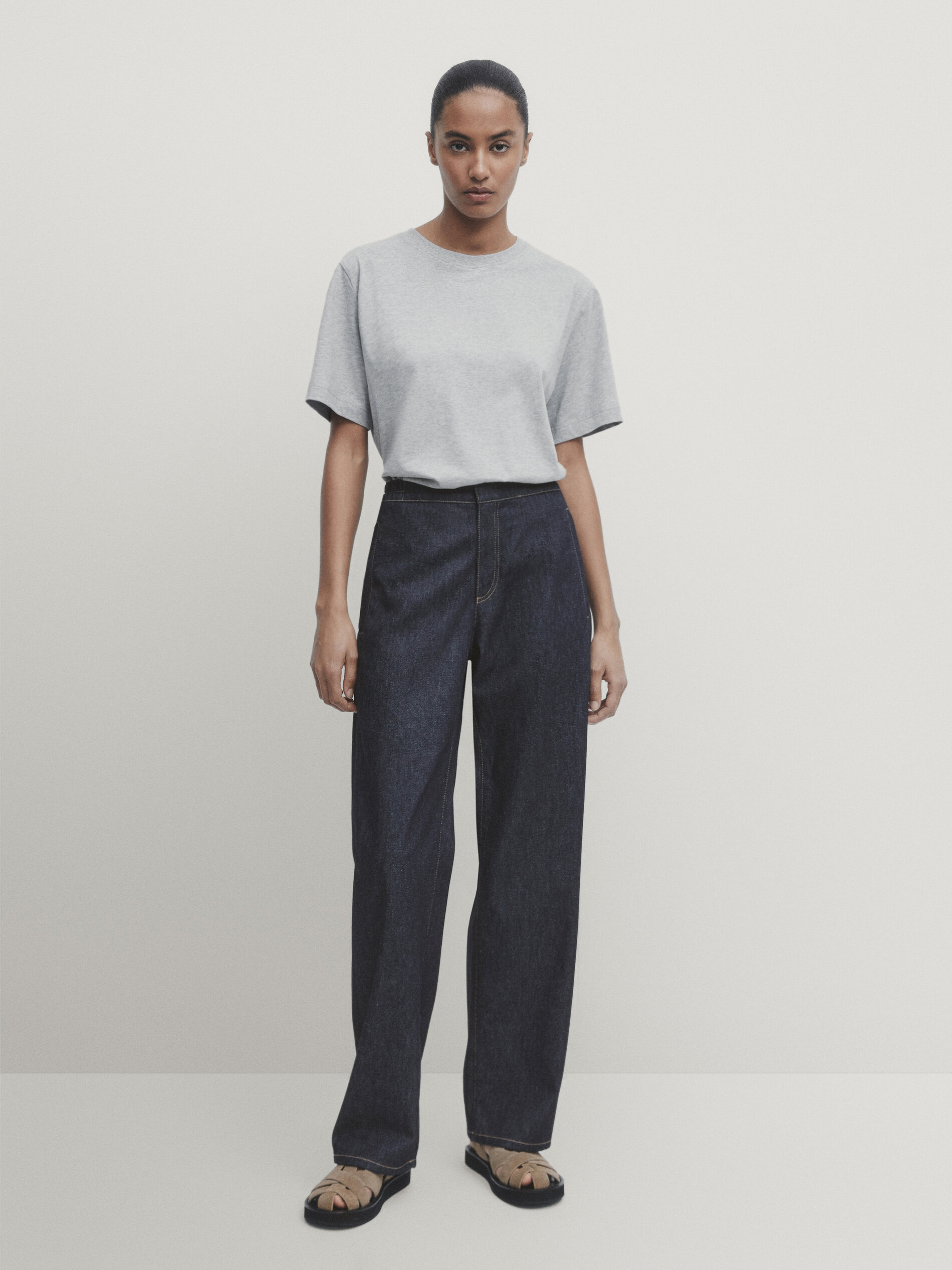 Straight fit jogger jeans Dark Blue Dressy Massimo Dutti