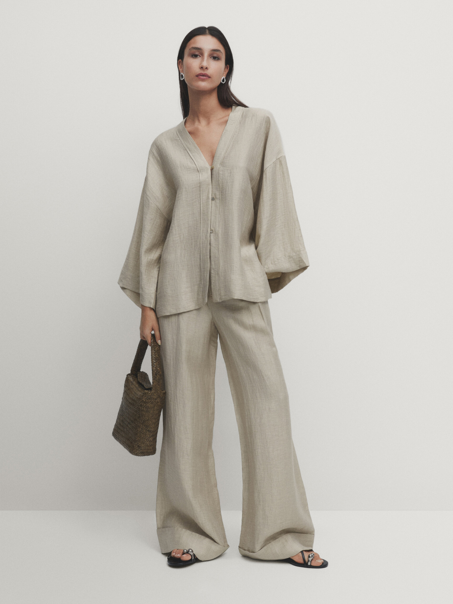 Wide leg 2025 linen trousers
