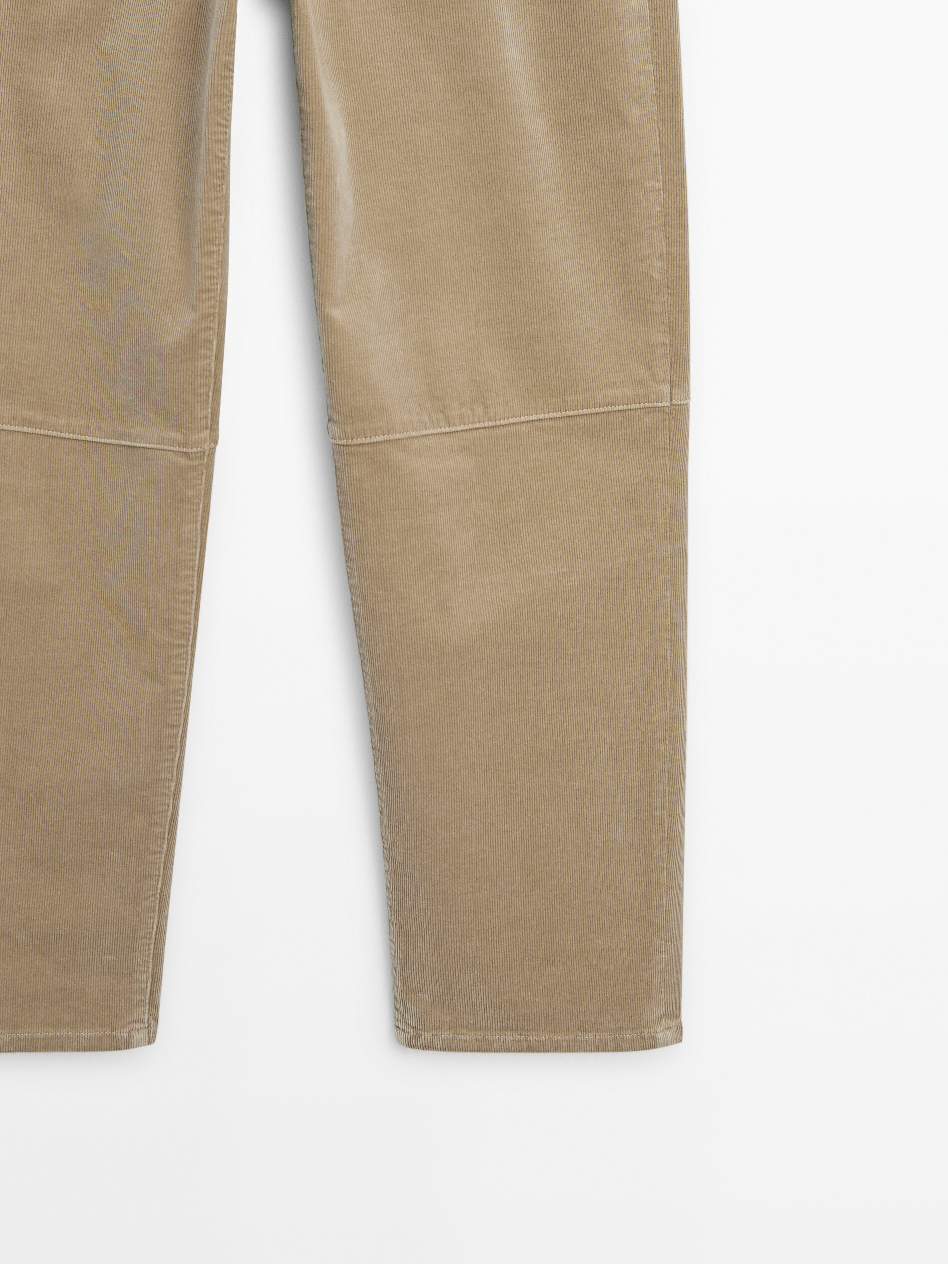 Slim fit needlecord trousers with seam detail Beige Dressy