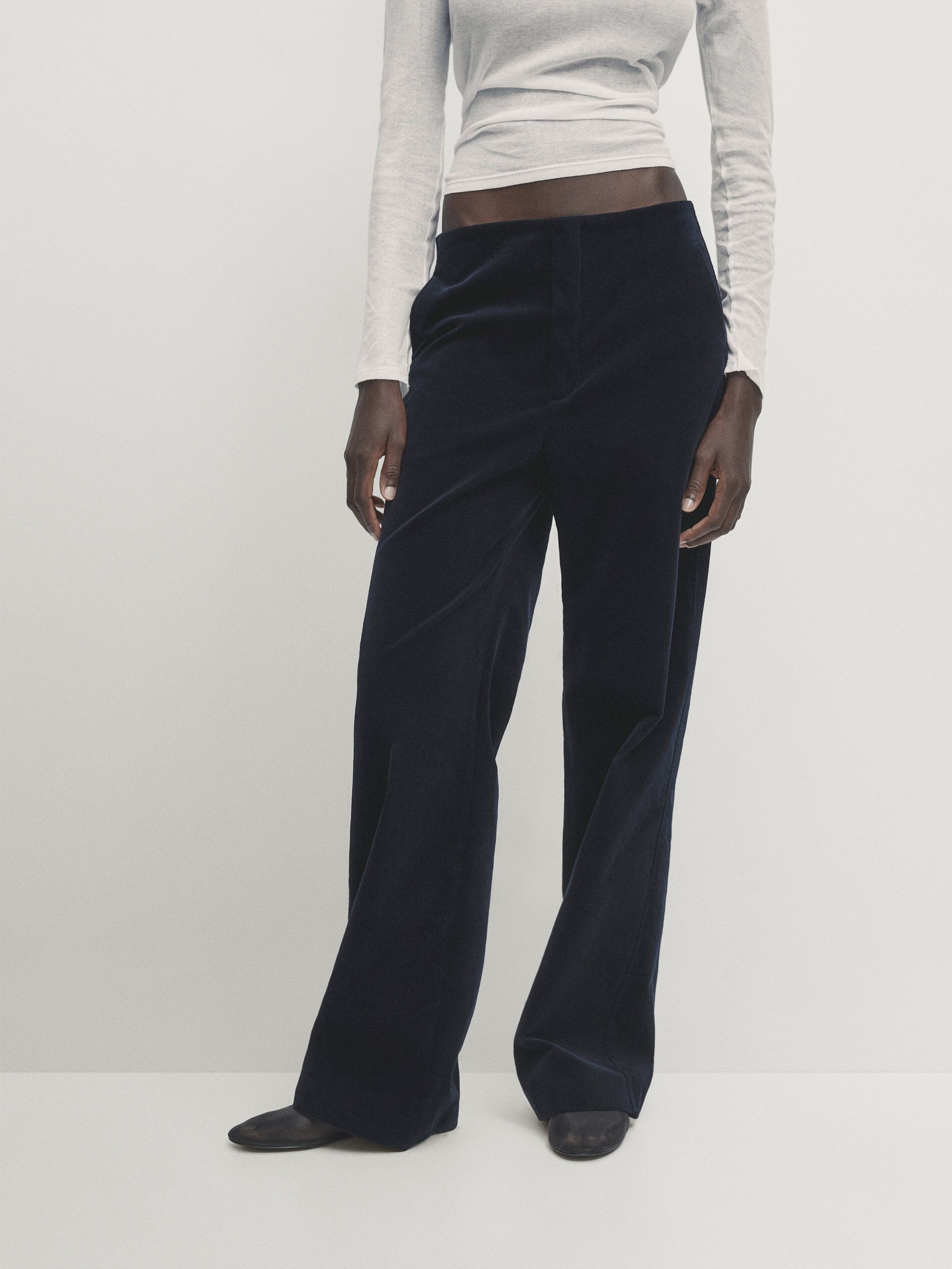 Pantalon taille haute marine online