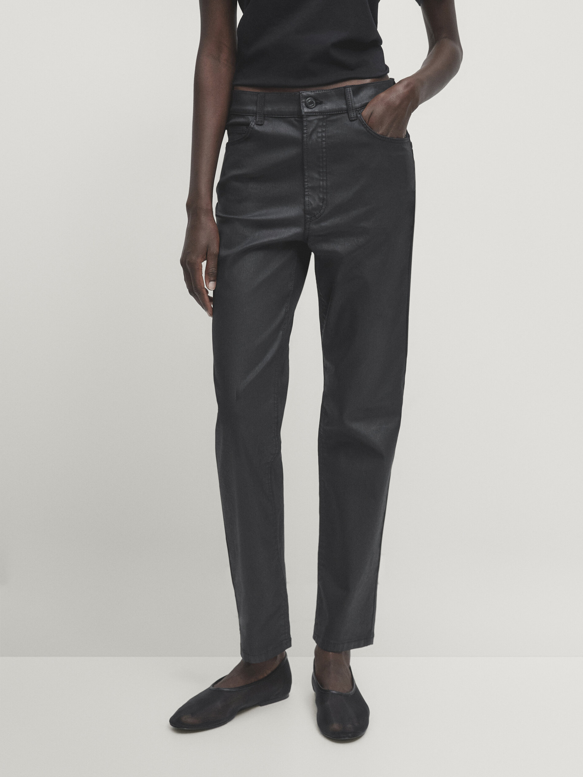 Jean enduit taille haute online