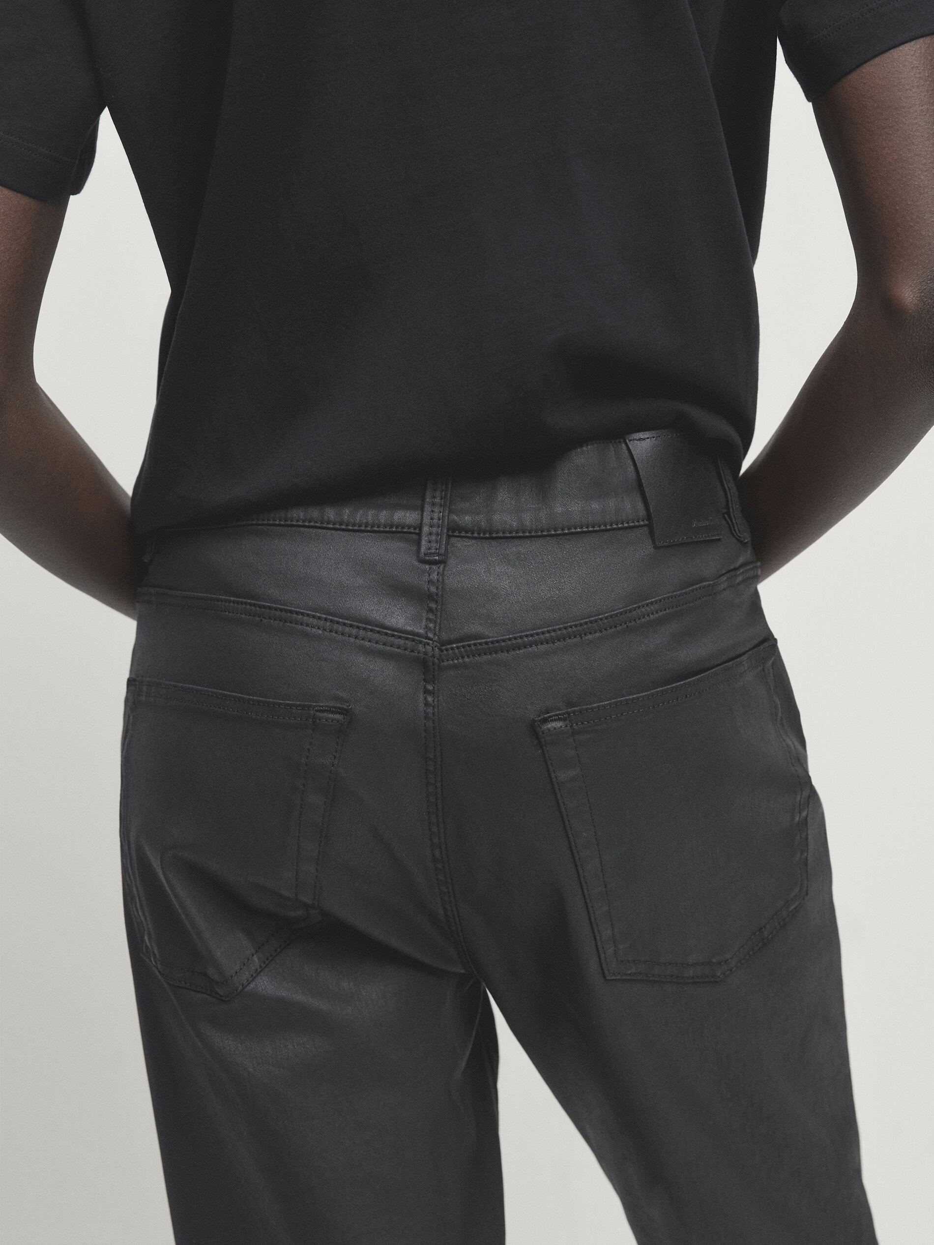 Jean droit enduit femme top