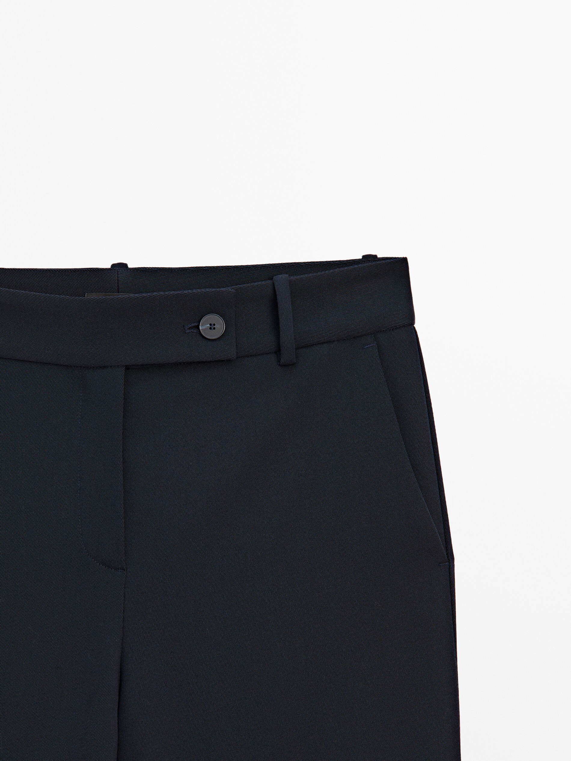 Straight fit plain navy blue trousers Navy Blue Dressy