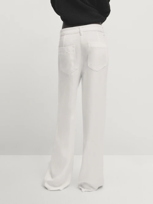 Pantalón ancho pinzas blanco roto - gusgusboutique