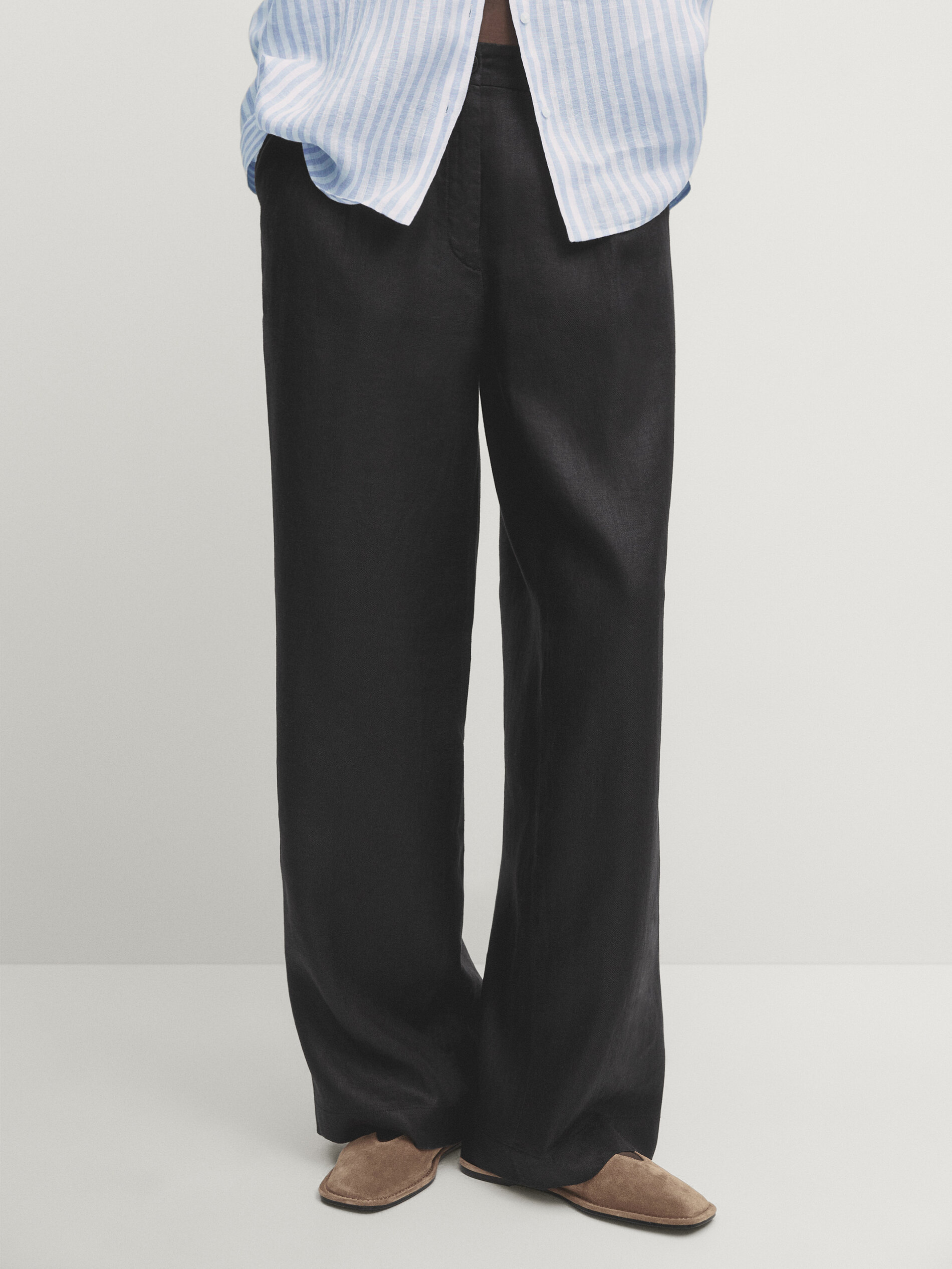 Linen trousers Yohji Yamamoto Black size L International in Linen - 38383848