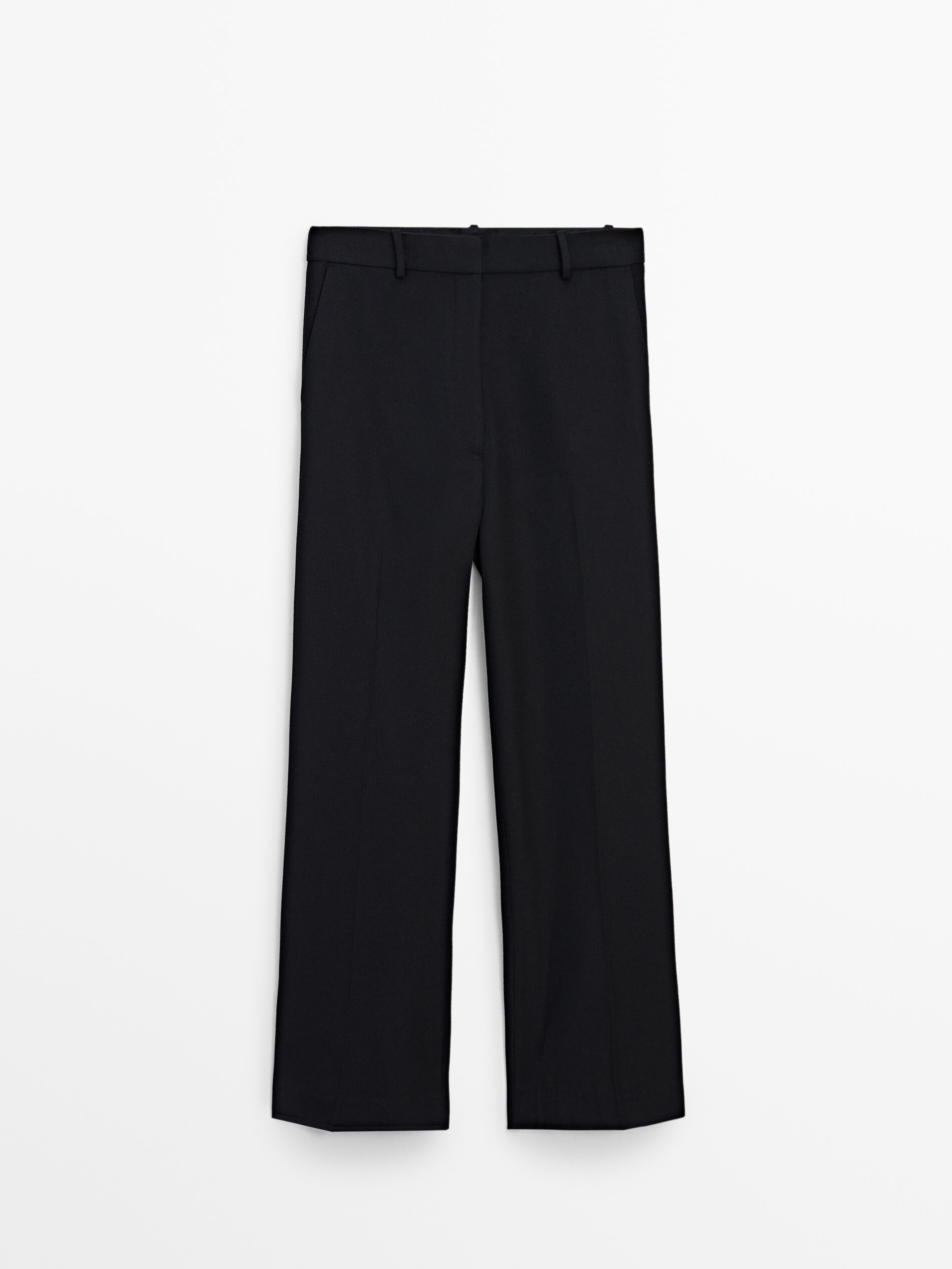 Straight Leg Wool Blend Trousers - Black – BOA