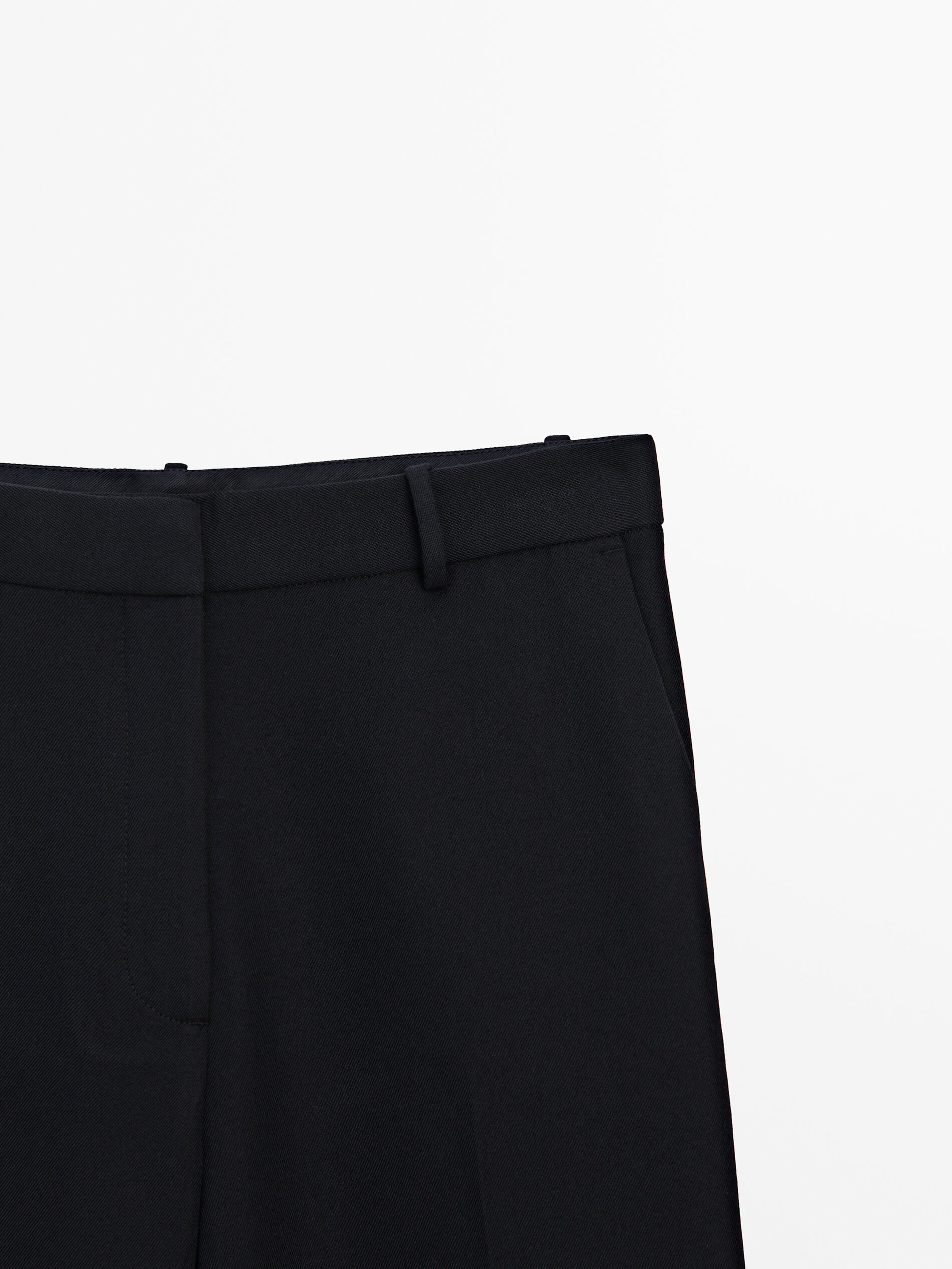 Plain black straight fit trousers