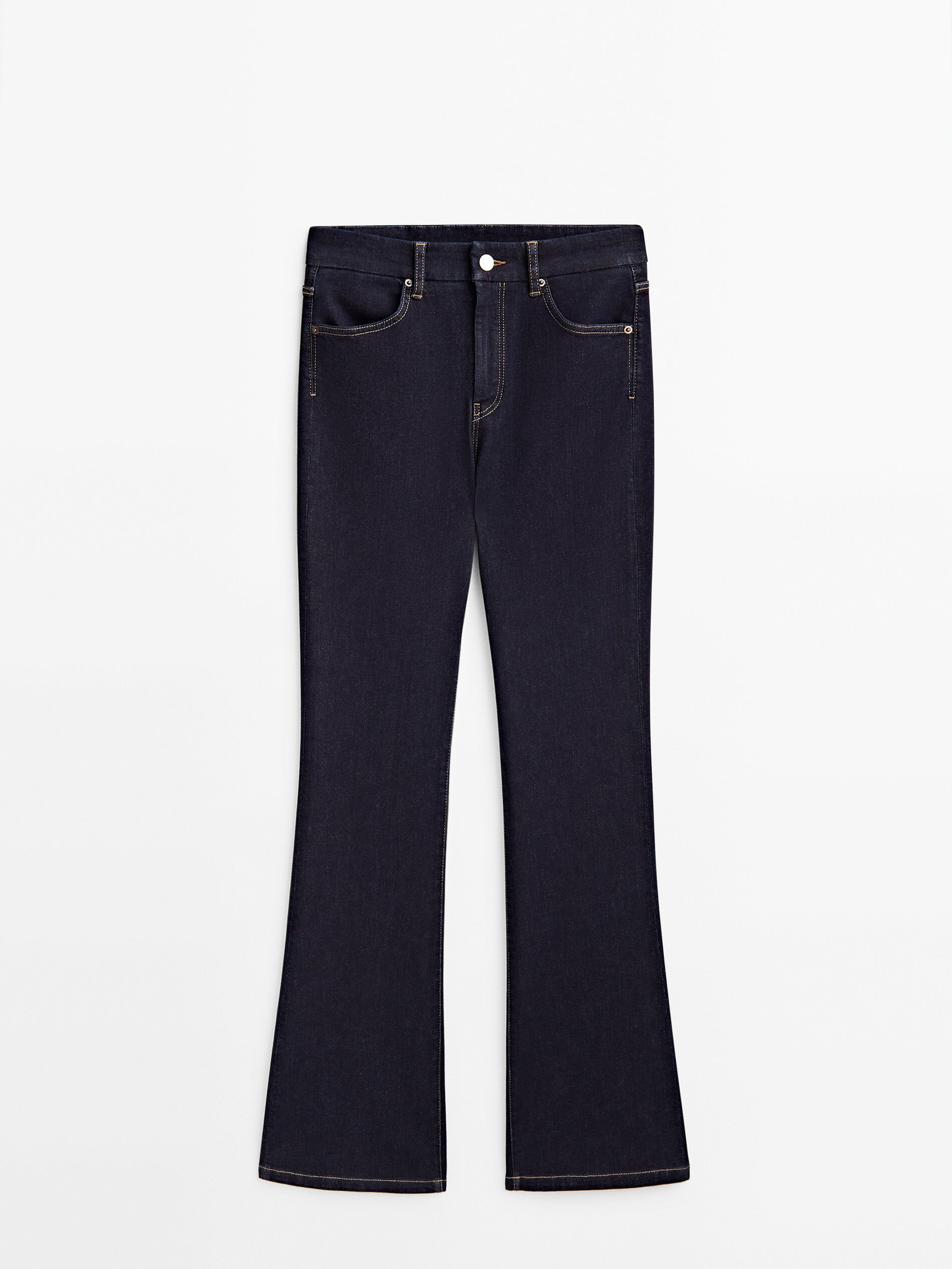 Skinny flare fit high waist jeans Dark Blue Dressy Massimo Dutti