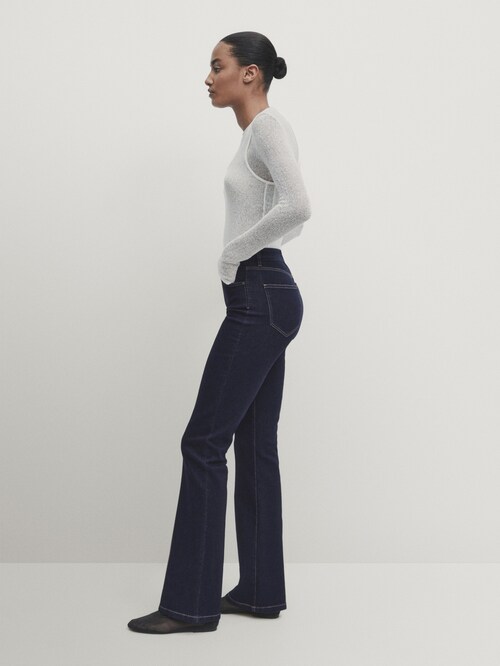 Skinny Jeans-Schlaghose mit hohem Bund · Dunkelblau · Röcke | Massimo Dutti