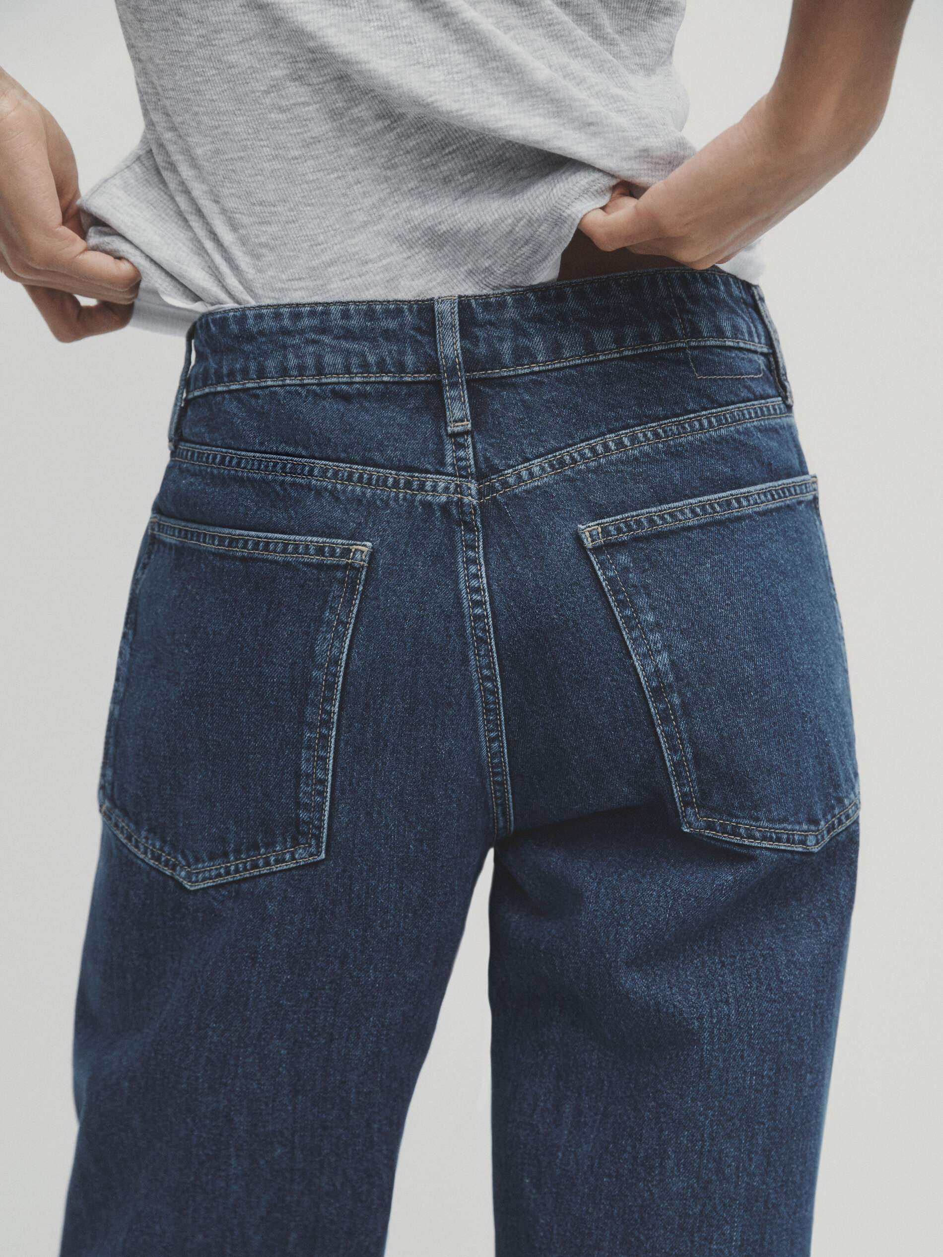 Mid rise straight leg regular length jeans