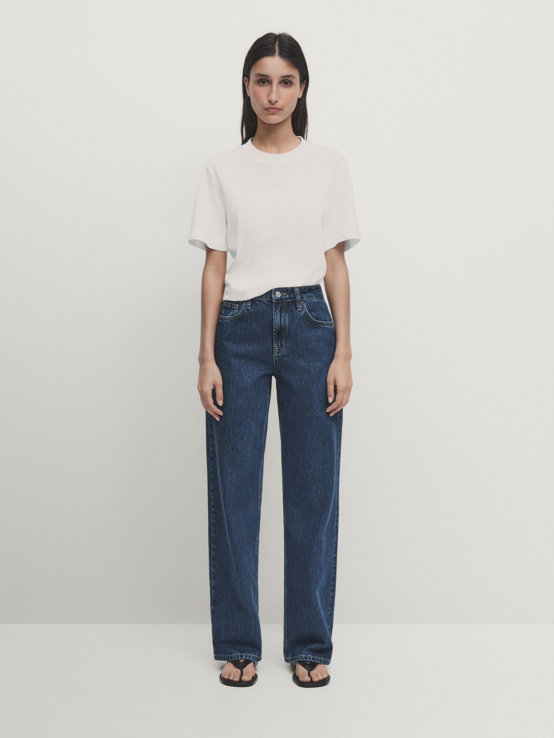 Mid rise straight leg regular length jeans